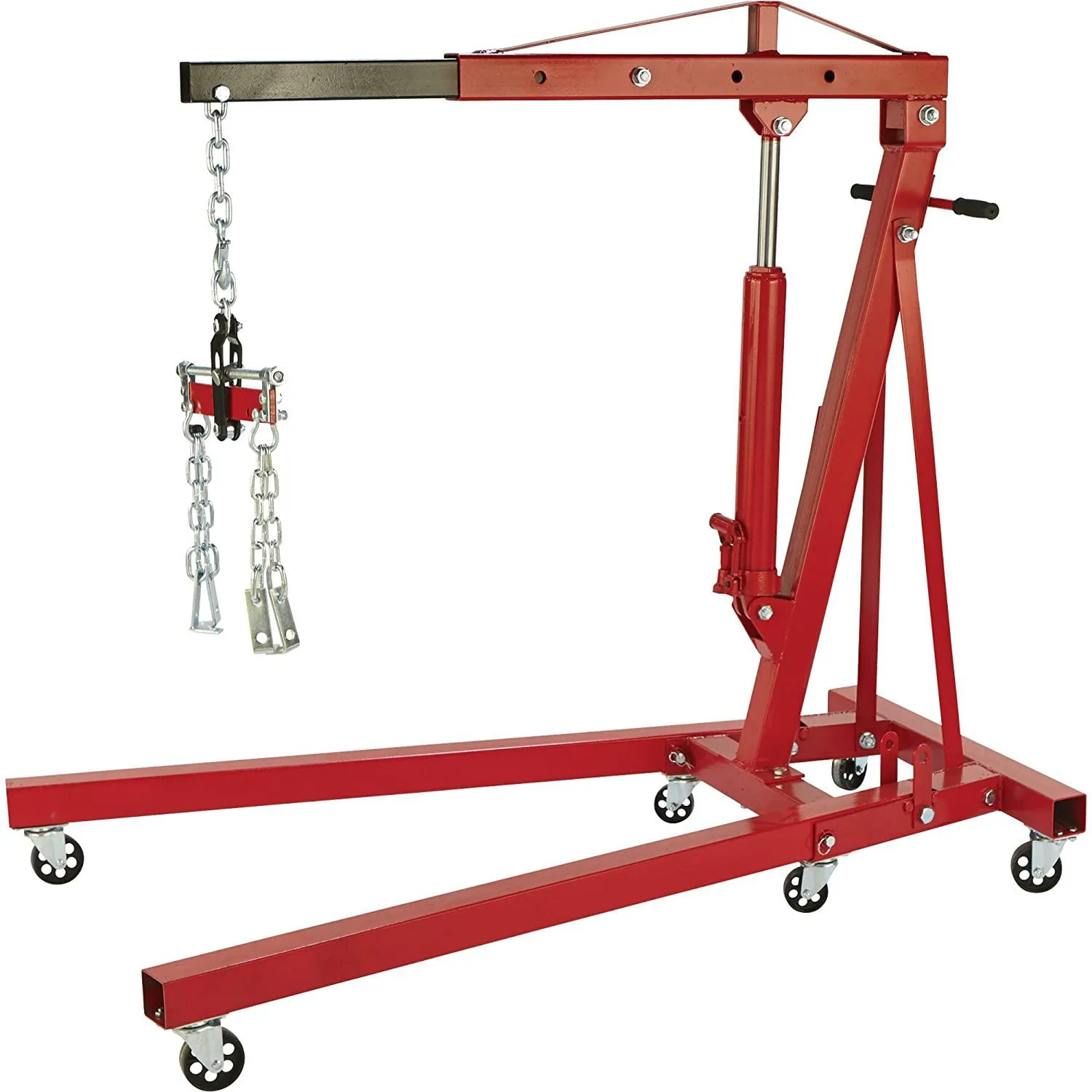 Strongway Hydraulic Engine Hoist with Load Leveler – 2-Ton Capacity, 1in.-82 5/8in. Lift Range