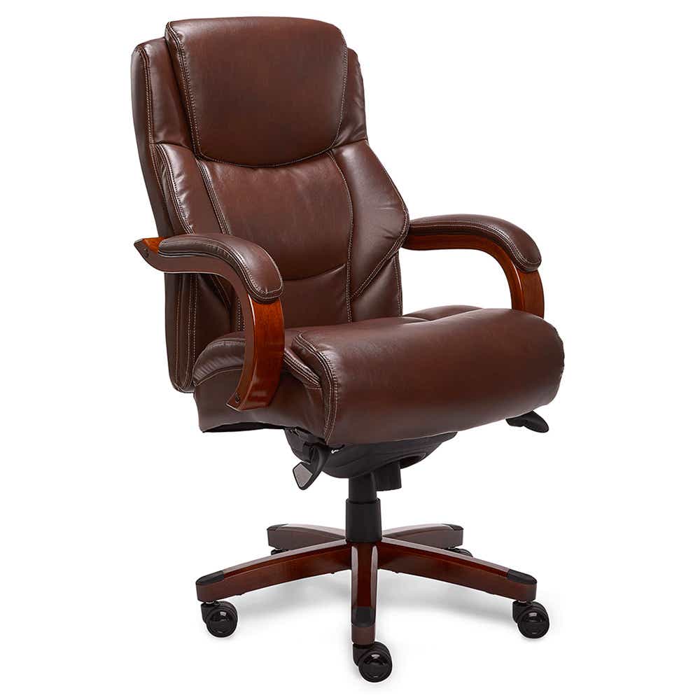 Delano Big & Tall Executive Office Chair, Chestnut Brown with Mahogany Wood