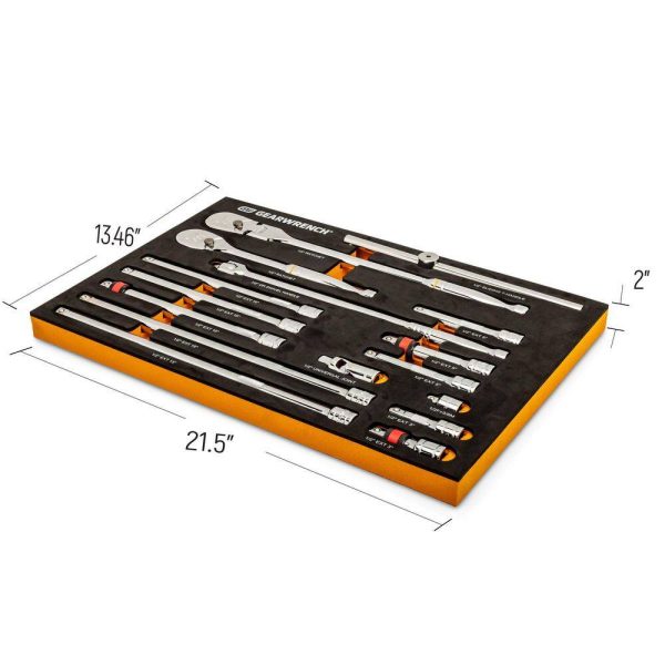 1008035635 1/2 in. 90T Ratchet and Drive Tool Set with EVA Foam Tray (16-Piece)