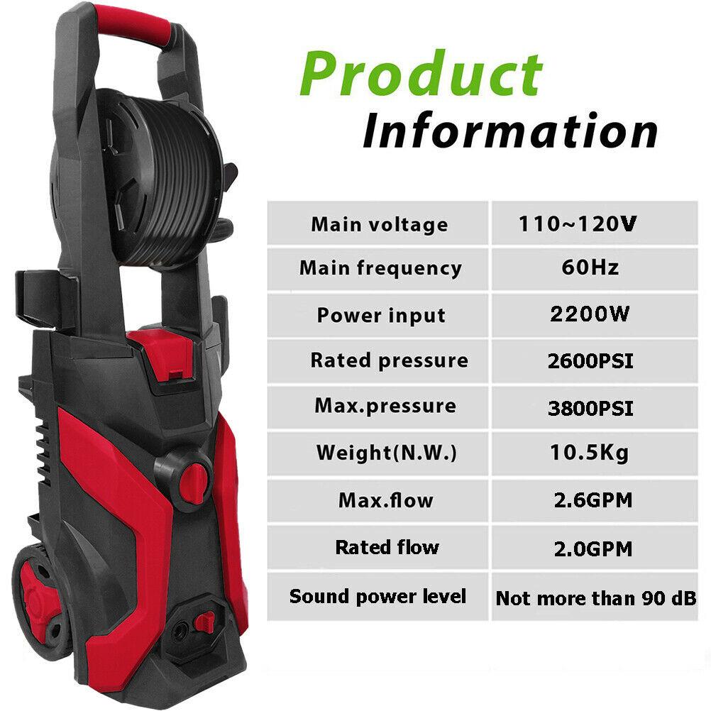 3800PSI 2.6GPM Electric Changeable Pressure Auto Washer Cleaner Jet machine