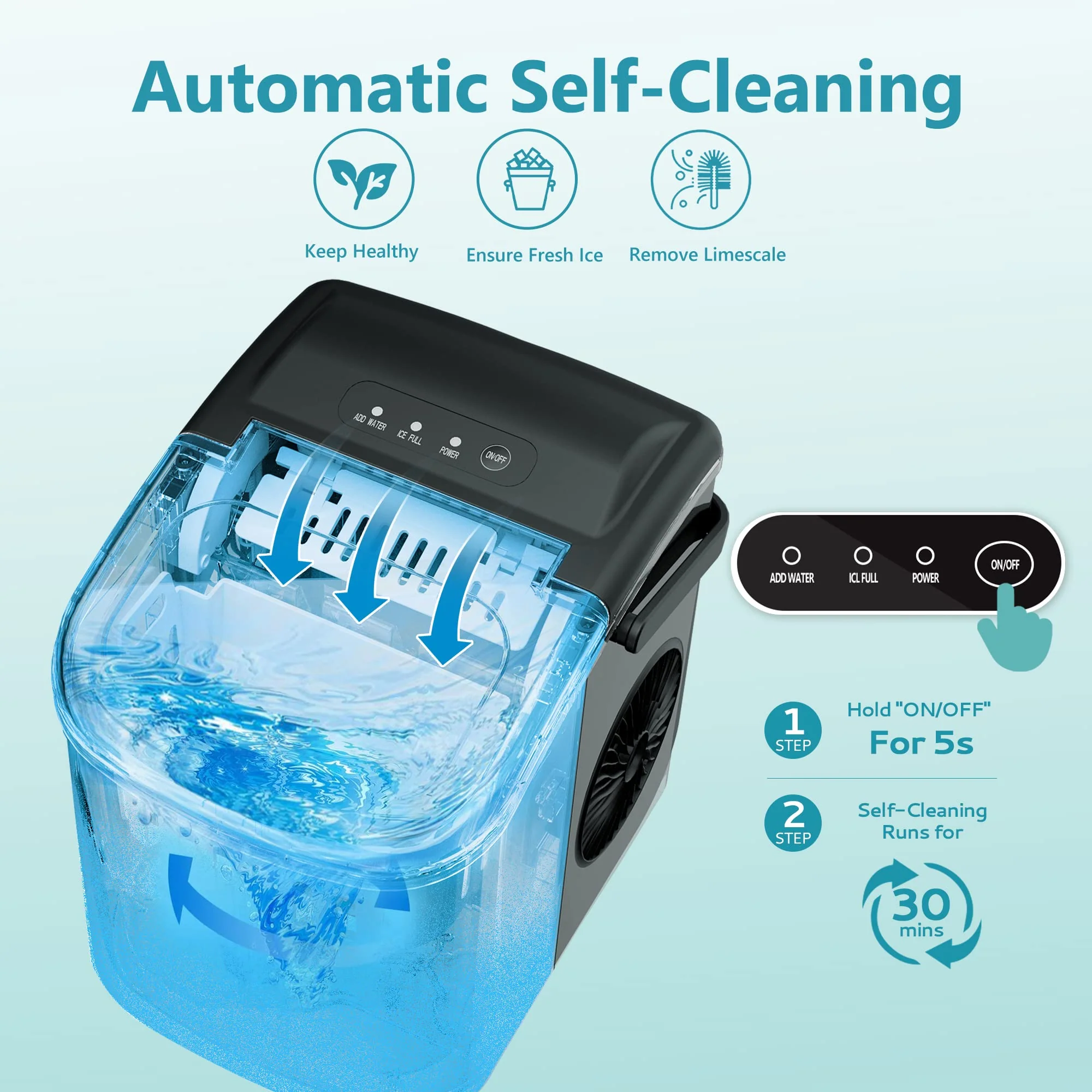 EUHOMY Countertop Ice Maker Machine with Handle
