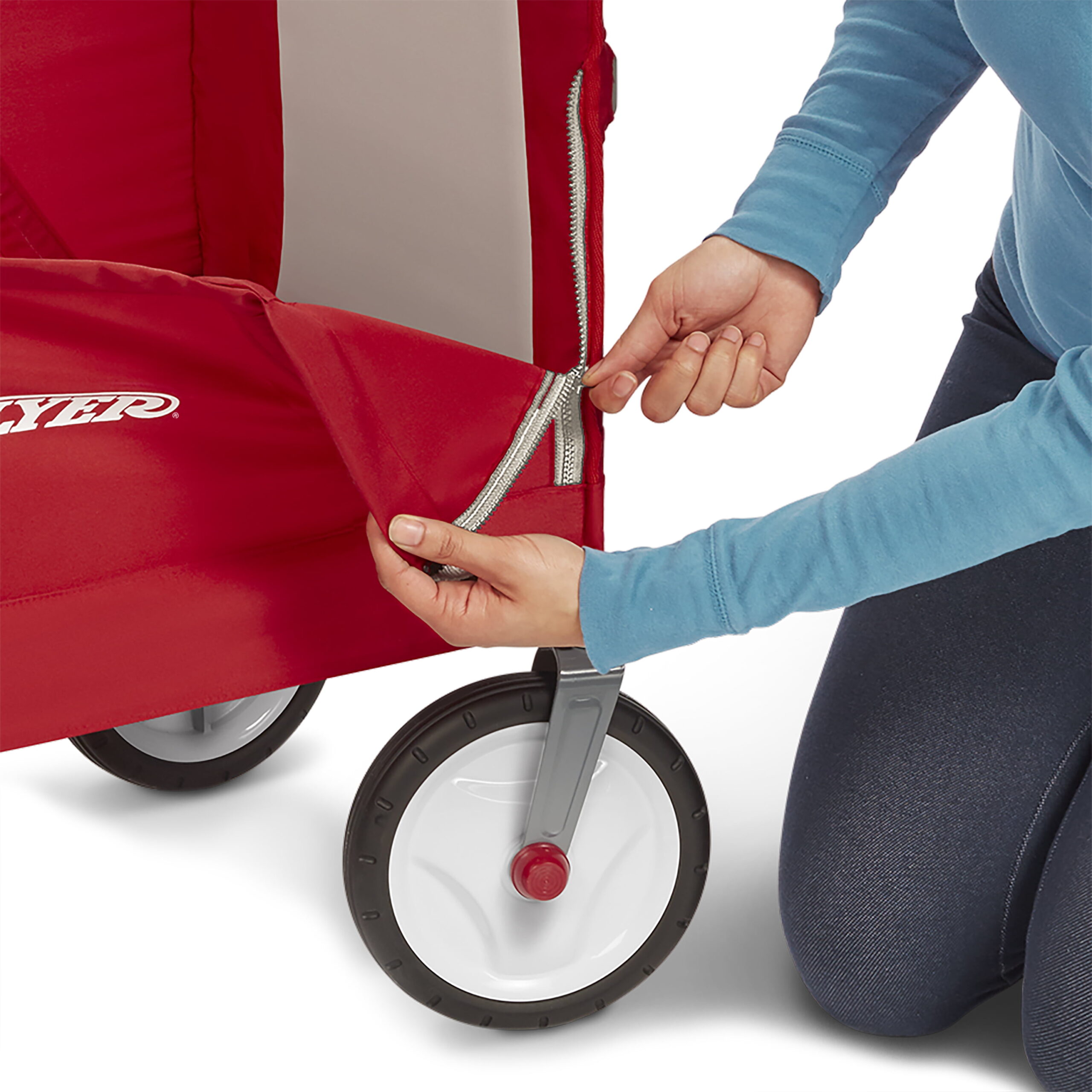 3-in-1 EZ Fold Wagon, Padded Seat with Seat Belts, Red