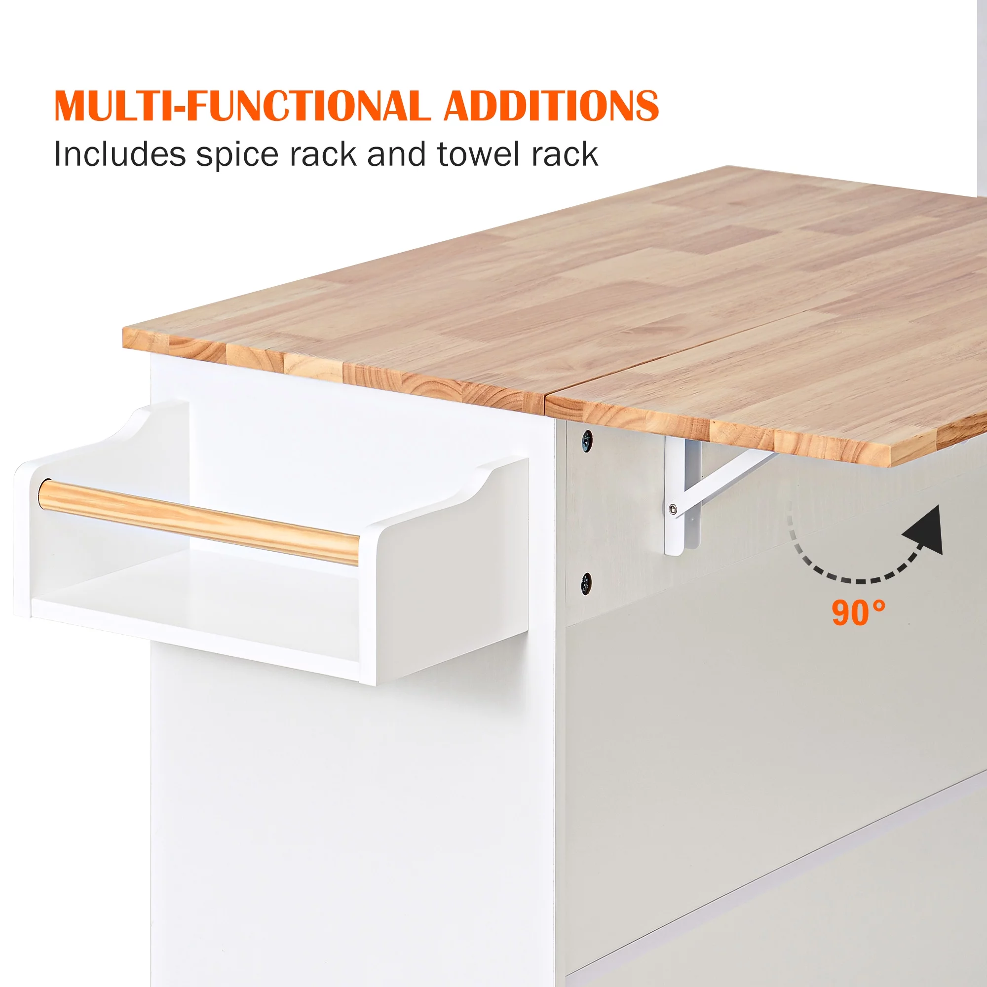 SogesHome Kitchen Island with Hidden Cabinets, Sliding Drawers,and Adjustable Shelves