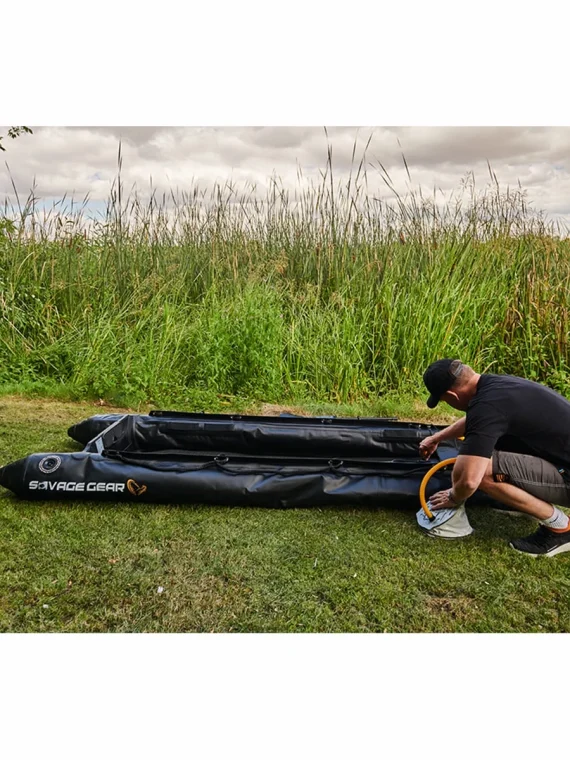 2 Person Inflatable Kayak Fishing PVC Boat – 130” x 43” x 11.8” with Aluminum Alloy Seat, Paddle, Inflatable Mat, Repair Kit, Fin