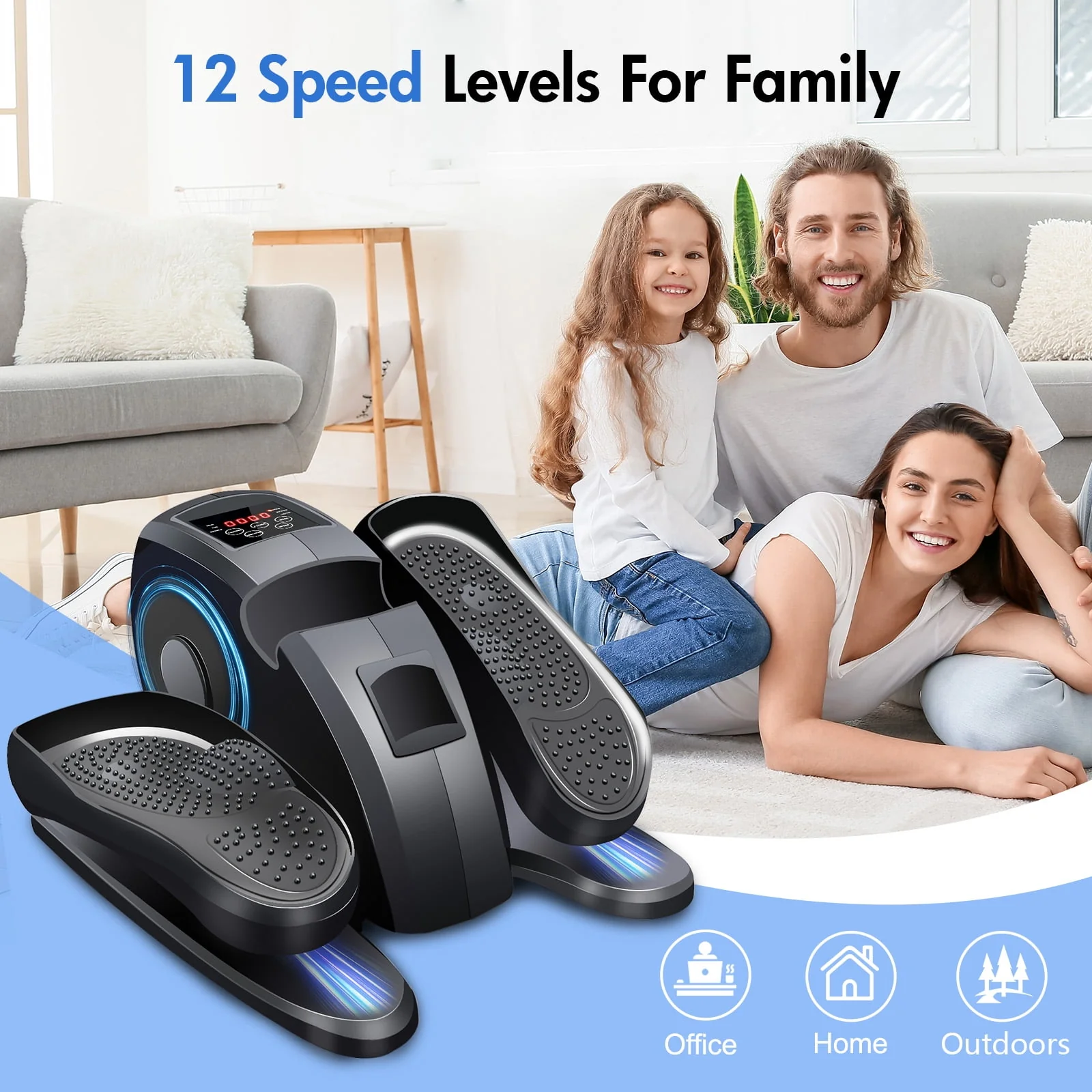 Under Desk Elliptical Machine, Leg Exerciser for Seniors Fully Assembled, Quiet & Portable Electric Seated Pedal Exerciser Adjustable Speeds with Remote Control