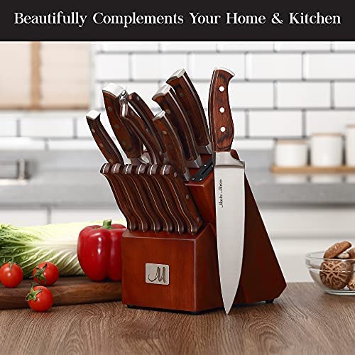 19-Piece Premium Kitchen Knife Set With Wooden Block | Master Maison German Stainless Steel Cutlery With Knife Sharpener & 8 Steak Knives