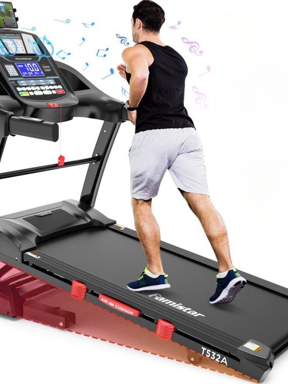 Famistar Folding Treadmill for Home with 15 Levels Auto Incline, 300LB Capcity, 10MPH Fast Speed Controls