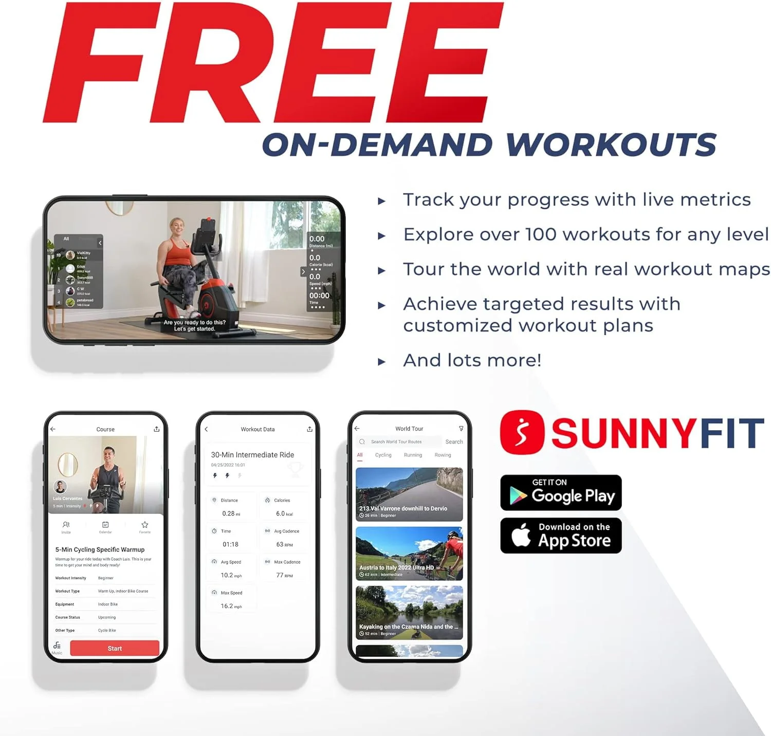 Sunny Health & Fitness Electromagnetic Recumbent Cross Trainer Elliptical Bike w/Arm Exercisers & Free SunnyFit® App Membership - SF-RBE4886SMART