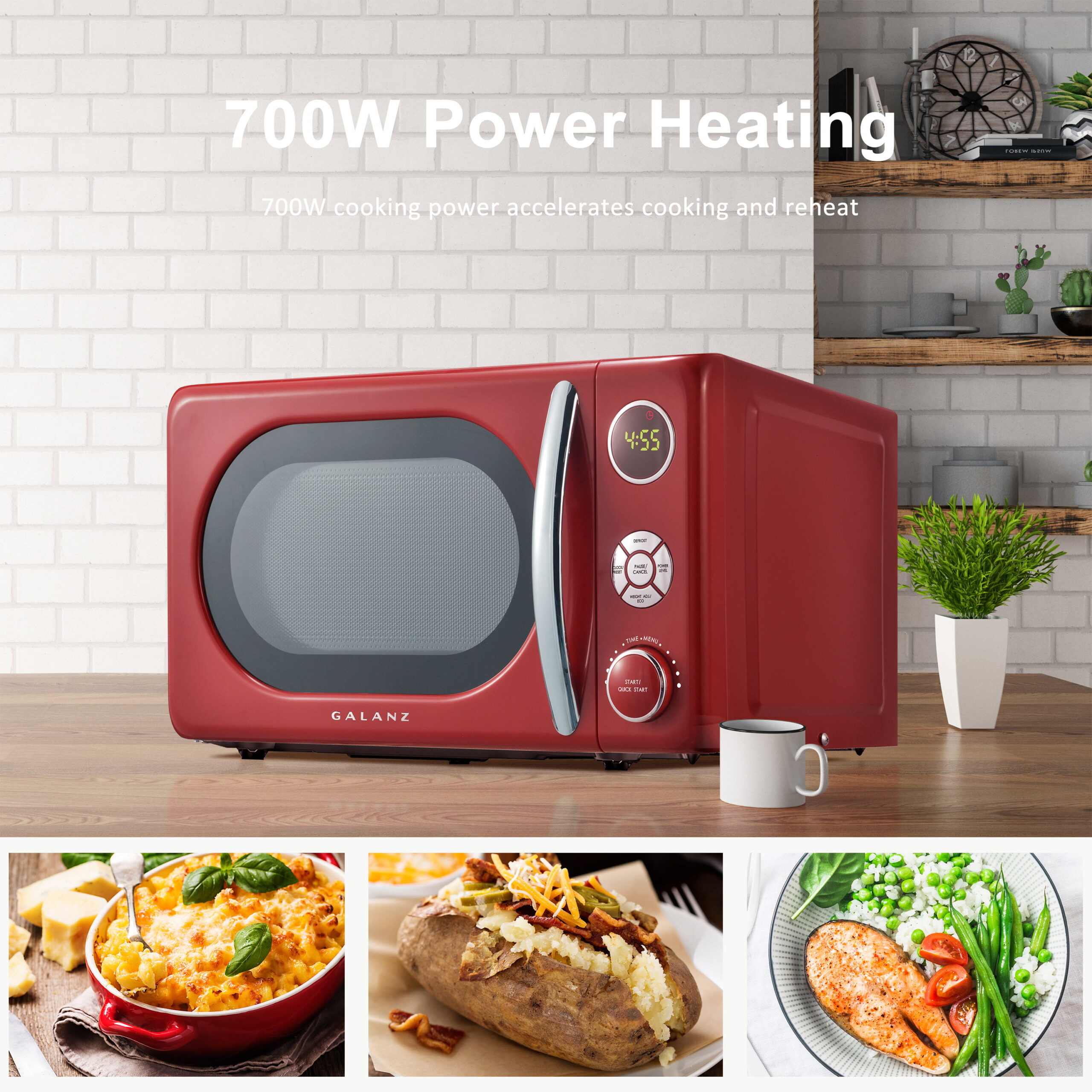 0.7 cu ft Retro Red Microwave Oven