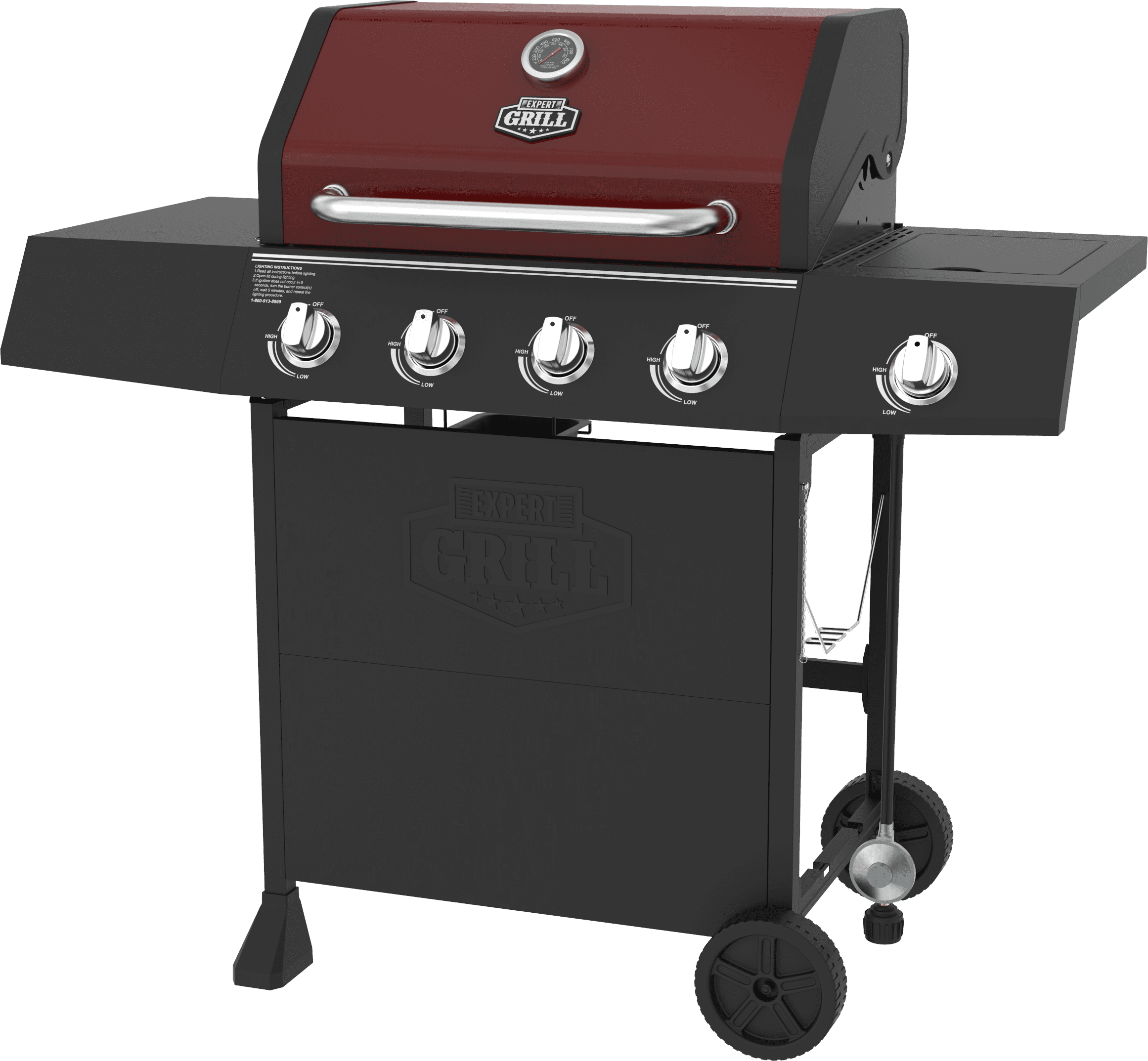 Expert Grill 4 Burner with Side Burner Propane Gas Grill in Red, 60,000 BTUs