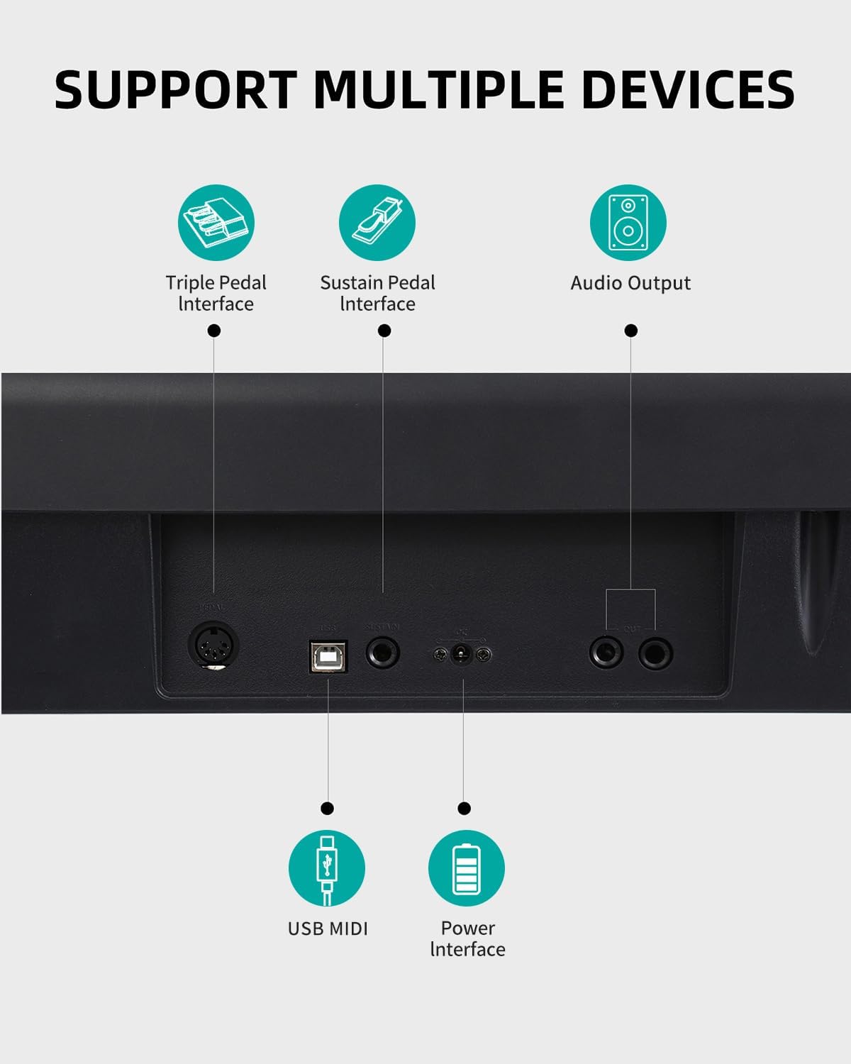 AODSK S-200 88-Key Weighted Digital Piano, Hammer Action, Black, with Sustain Pedal & Stereo Speakers