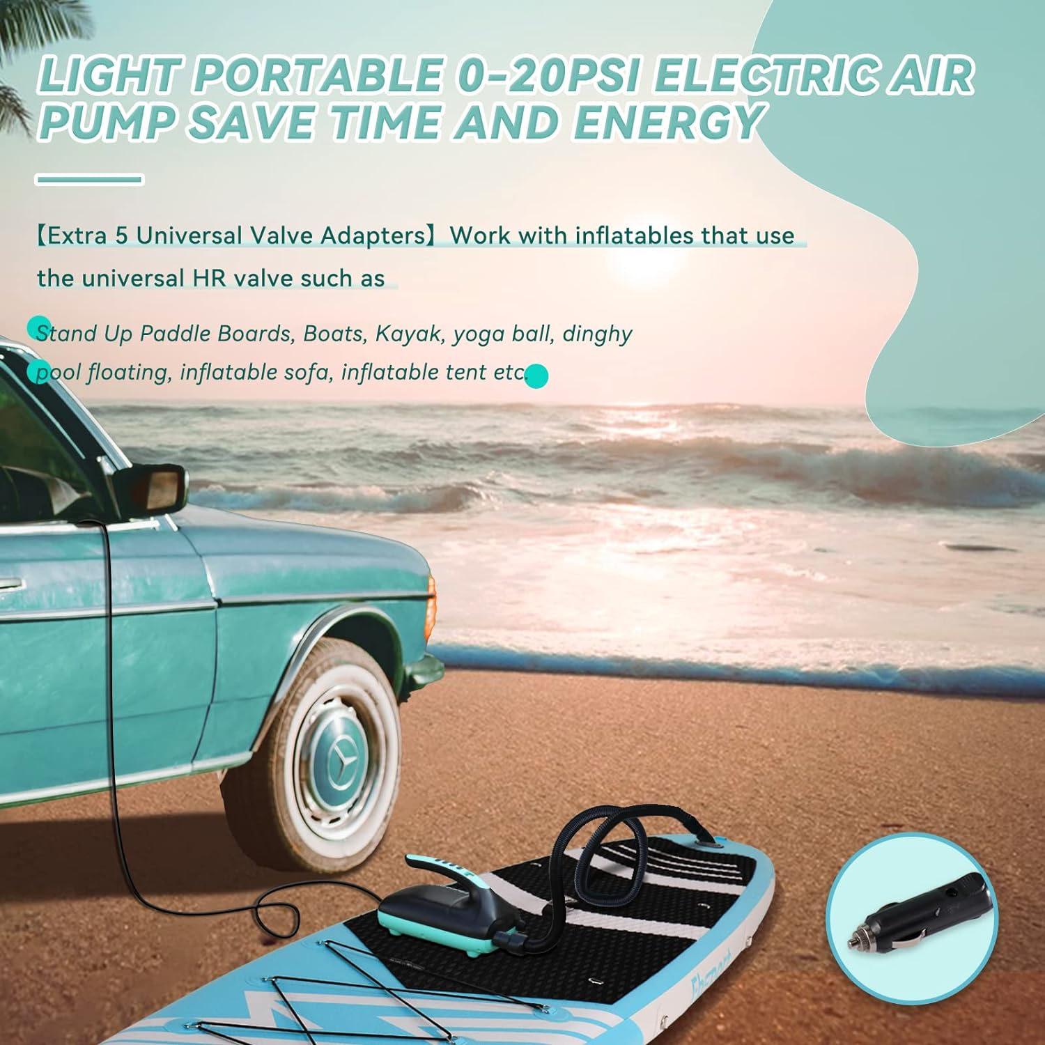 Premium 11FT Inflatable Stand Up Paddle Board, Ice Blue, PVC, Includes Paddle, Leash, Pump & Bag, Supports 350 lbs, for Youth & Adults