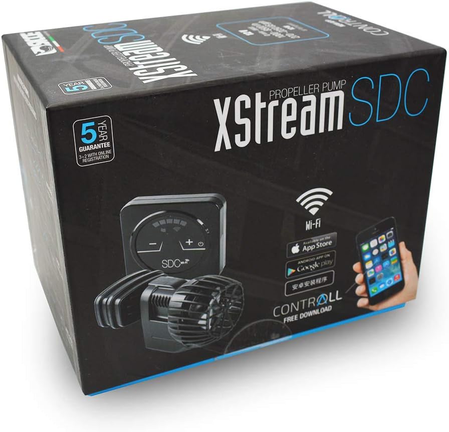 Sicce XStream SDC WiFi Controllable Aquarium Wave Pump, 2250 GPH, Stainless Steel, Black