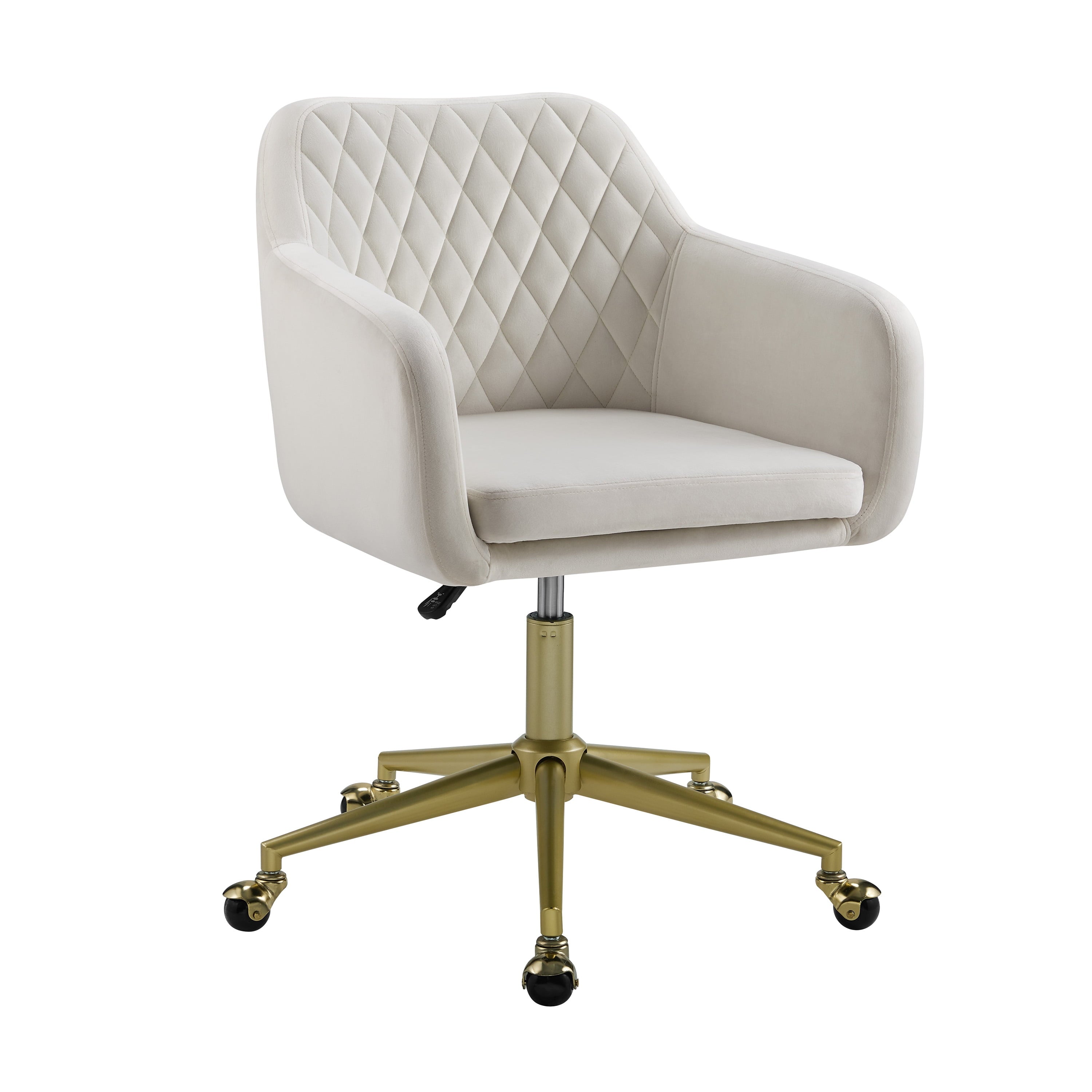 Linon Abram Task Chair with Adjustable Height & Swivel, 275 lb. Capacity, Off White Velvet Fabric