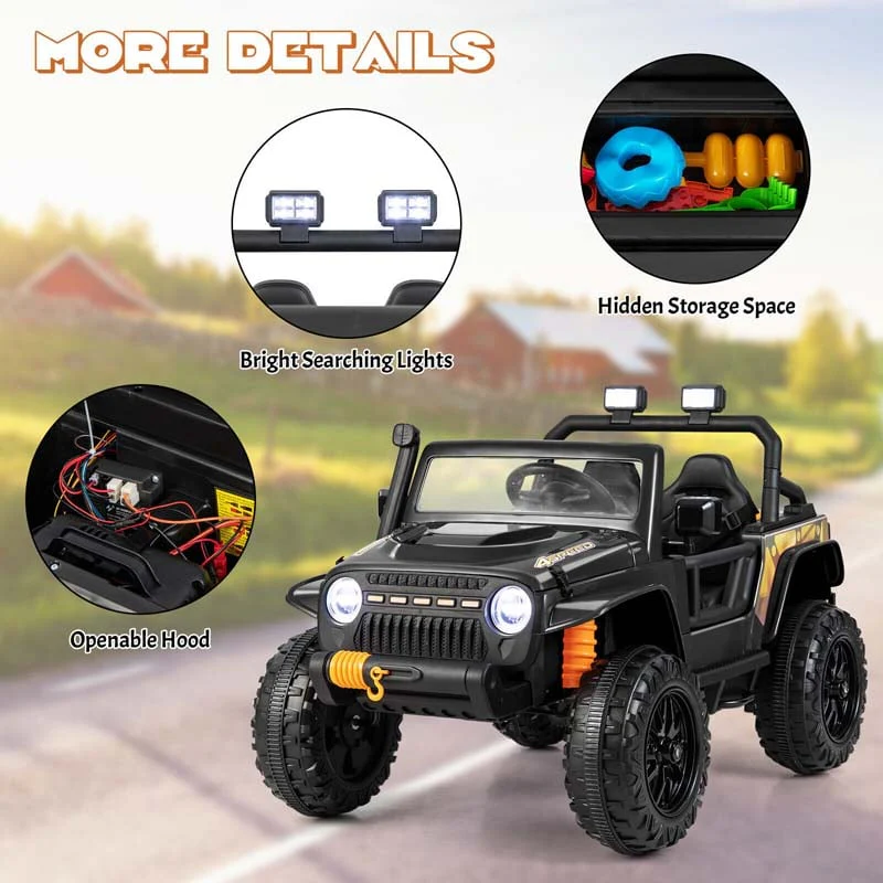 Parent-Child Ride On Truck, 12V 10AH Battery Powered RC Riding Toy Car with Trunk & Suspension Springs