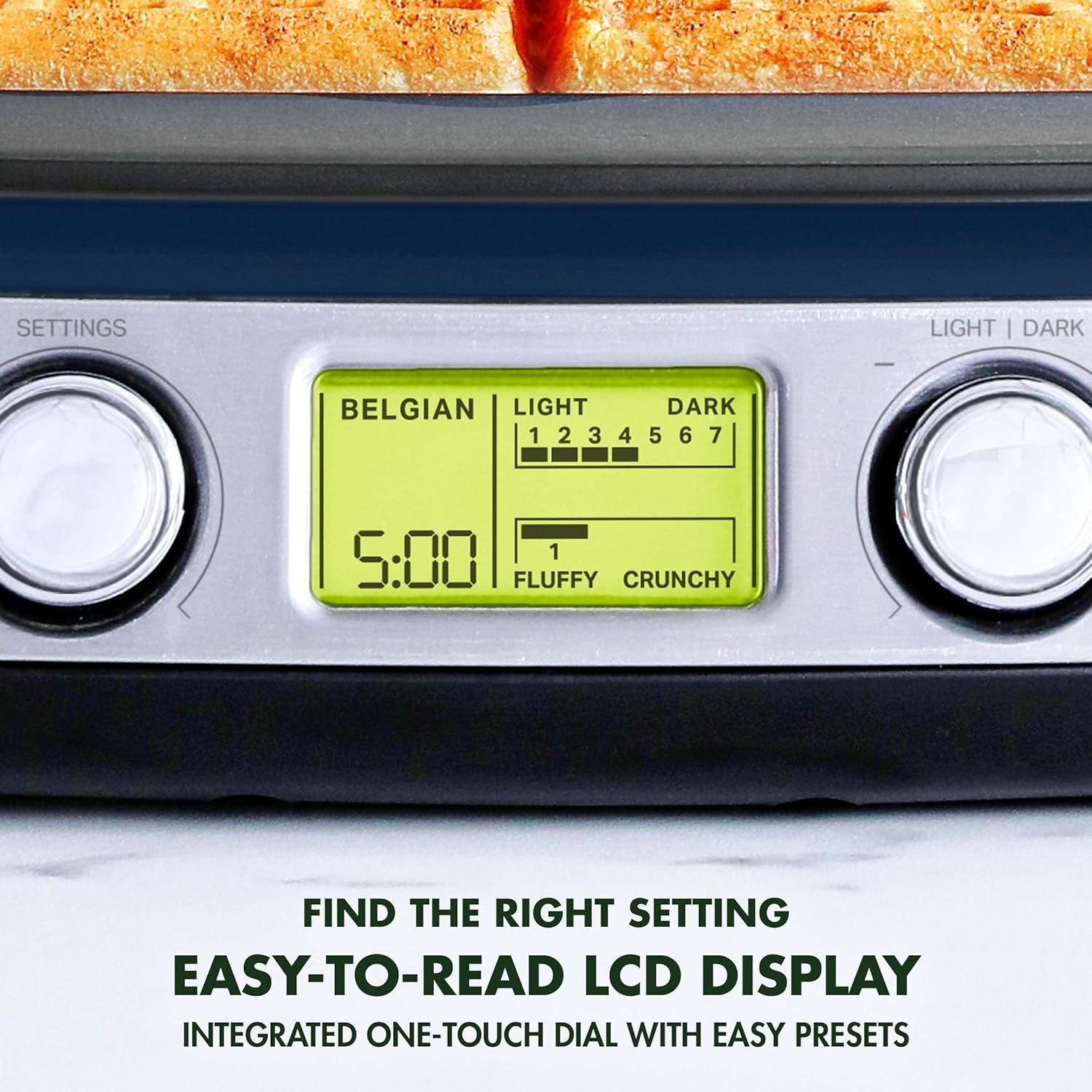 Elite 4-Square Belgian & Classic Waffle Iron, Healthy Ceramic Nonstick Aluminum Dishwasher Safe Plates, Adjustable Shade/Crunch Control, Wont Overflow, Easy Cleanup Breakfast,