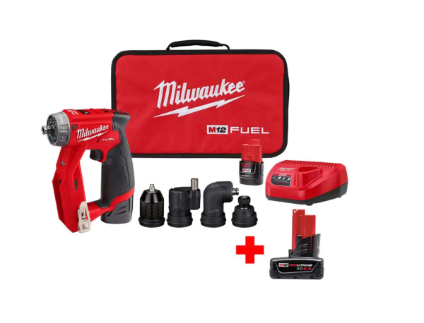 2505-22-48-11-2460 M12  12-Volt Lithium-Ion Brushless Cordless 4-in-1 Interchangeable 3/8 in. Drill Driver Kit with 6.0 Ah Battery