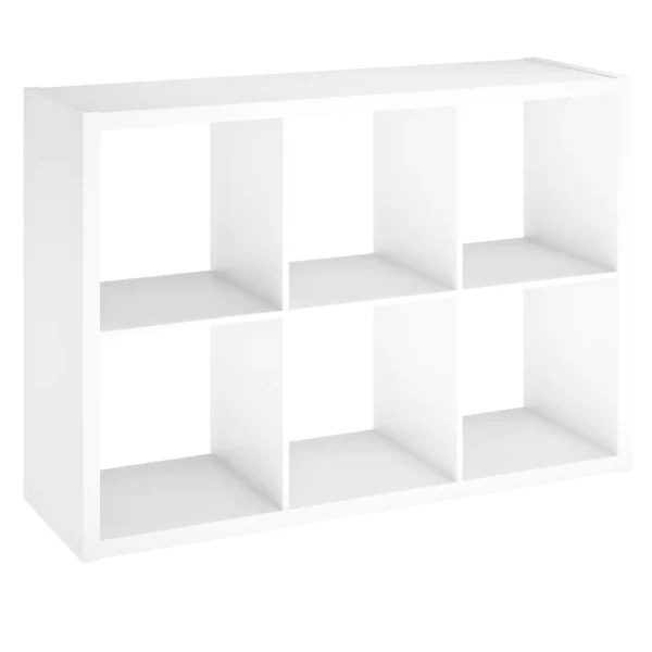 30-in H x 43.82-in W x 13.5-in D White Wood Laminate 6 Cube Organizer