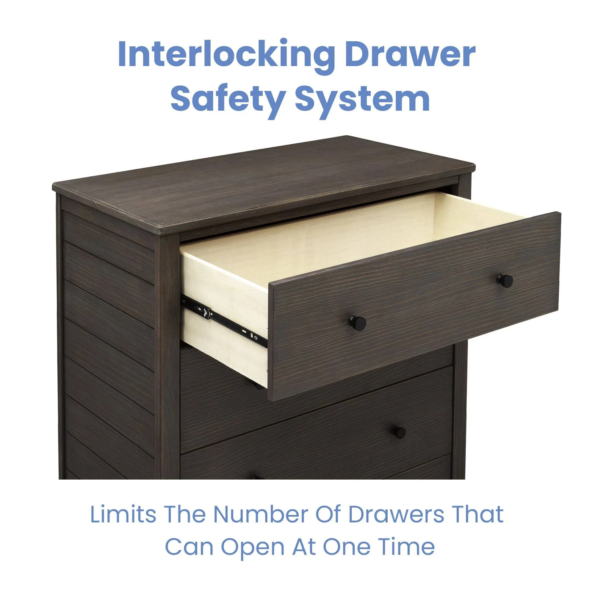 Simmons Kids Monterey 4-Drawer Dresser with Changing Top and Interlocking Drawers, Rustic Grey