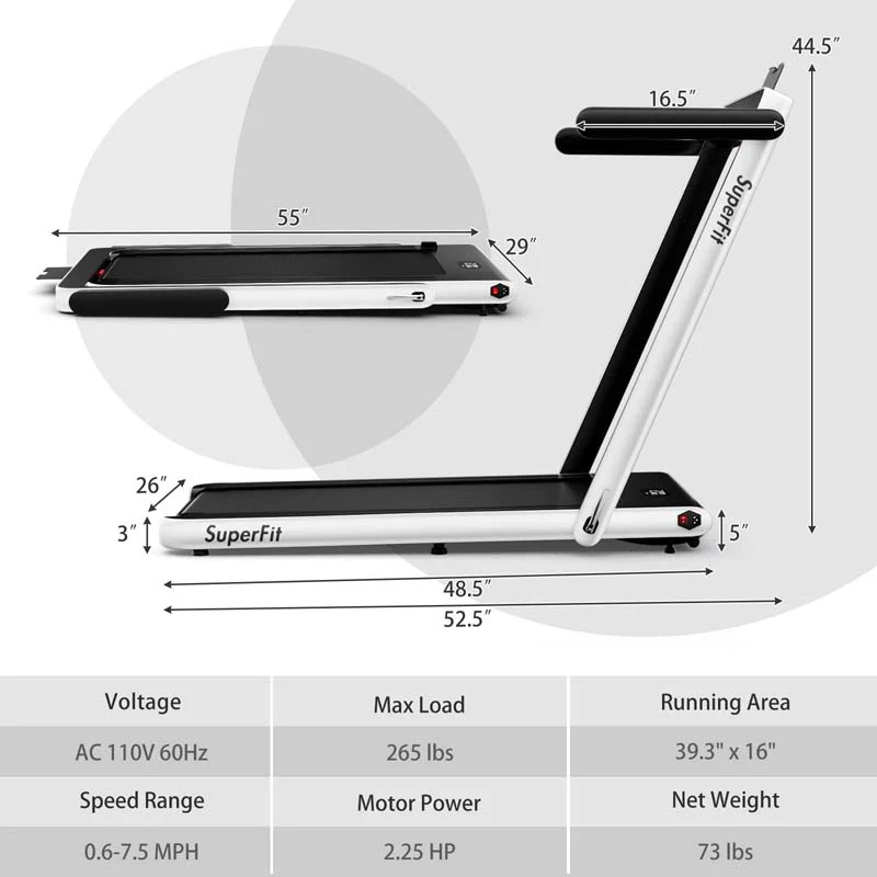 2.5HP 2-in-1 Folding Under Desk Treadmill with Speaker APP Remote Control, Portable Walking Jogging Machine for Home Gym Office