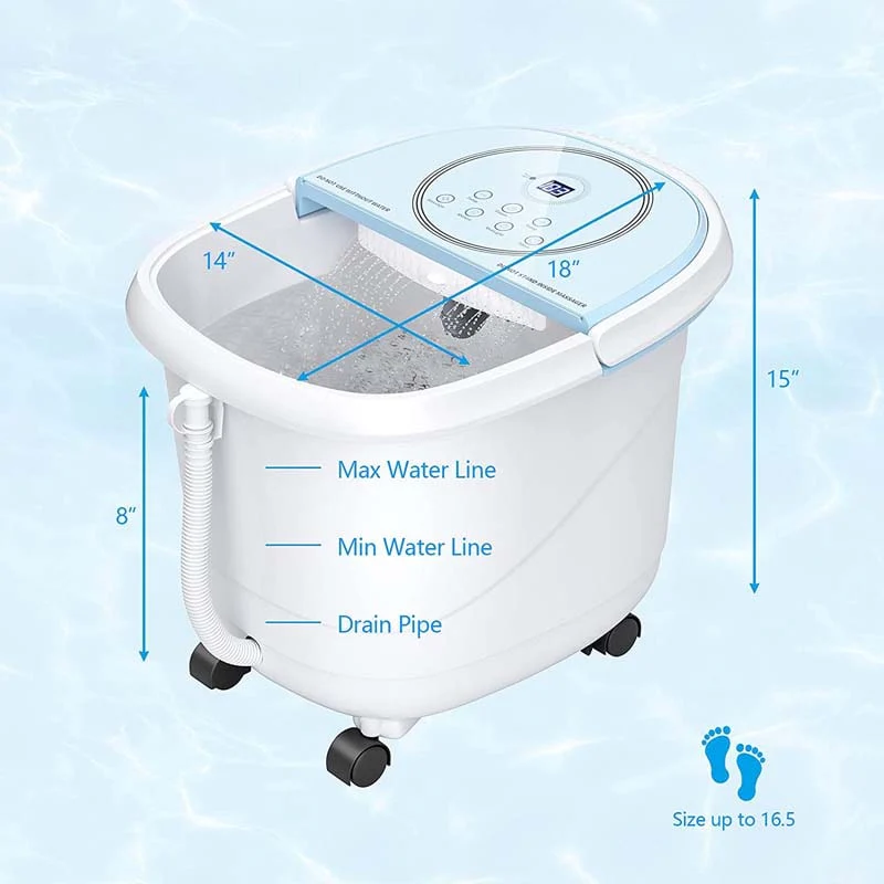 Foot Spa Bath Massager Pedicure Spa Tub with Heat, 2 Rollers, 4 Shiatsu Massagers, Temperature Control, Timer, 3-Angle Shower