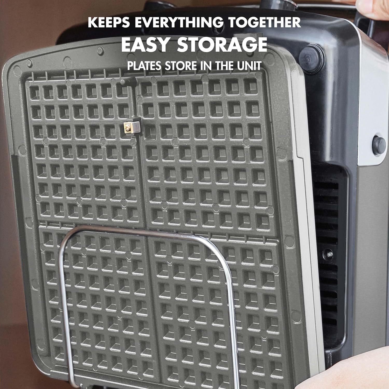 Elite 4-Square Belgian & Classic Waffle Iron, Healthy Ceramic Nonstick Aluminum Dishwasher Safe Plates, Adjustable Shade/Crunch Control, Wont Overflow, Easy Cleanup Breakfast,