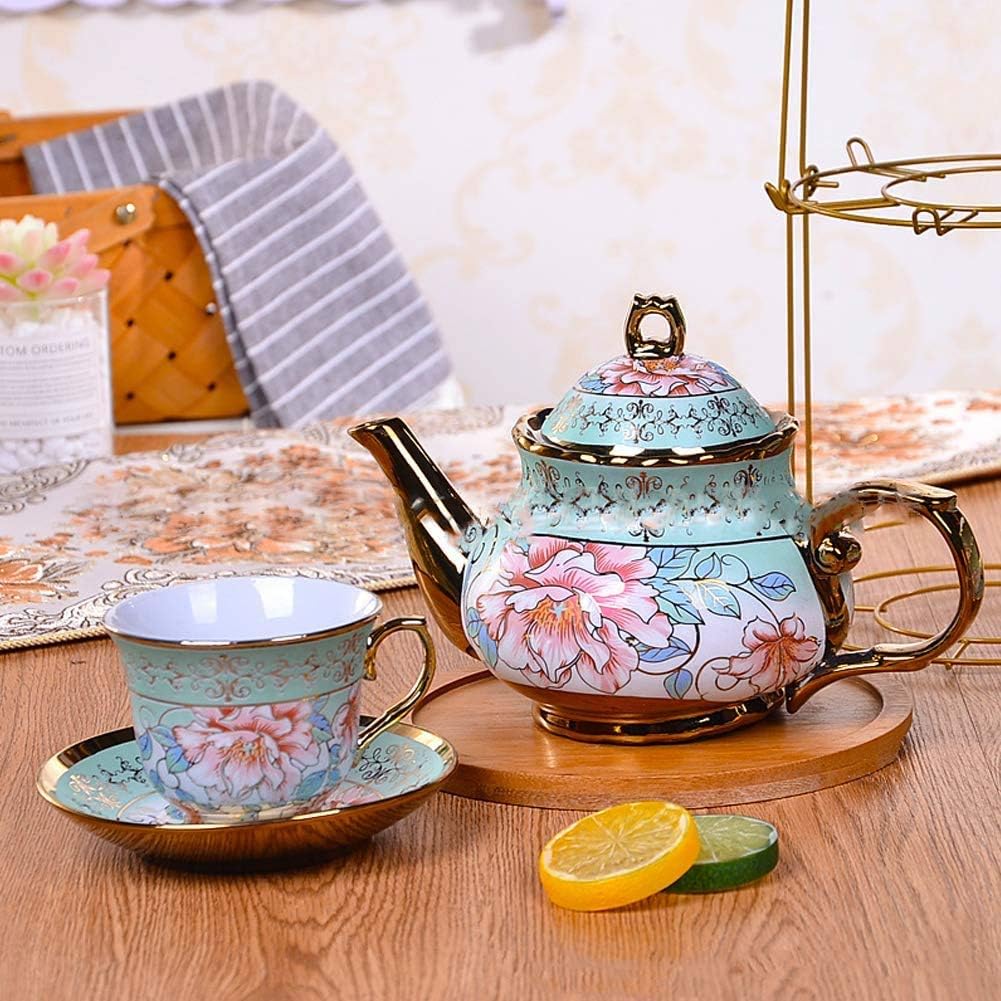 DaGiBayCn 20 PCS Tea set Ceramics Tea set Afternoon Tea Set Adult tea set Gift Tea Set Can Drink Coffee Strong Tea blue