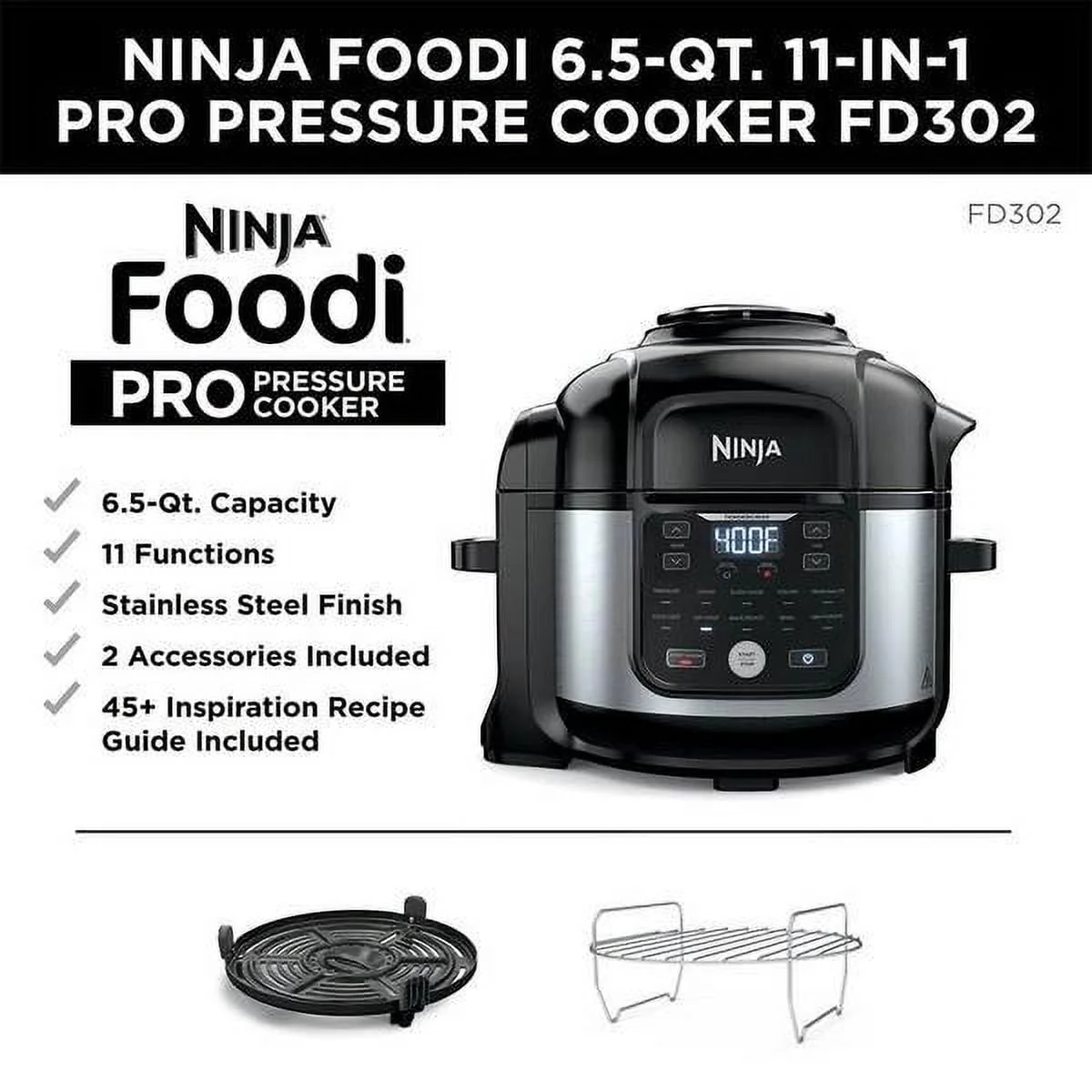Ninja 6.5 Quart Foodi 11-in-1 Pro Pressure Cooker + Air Fryer