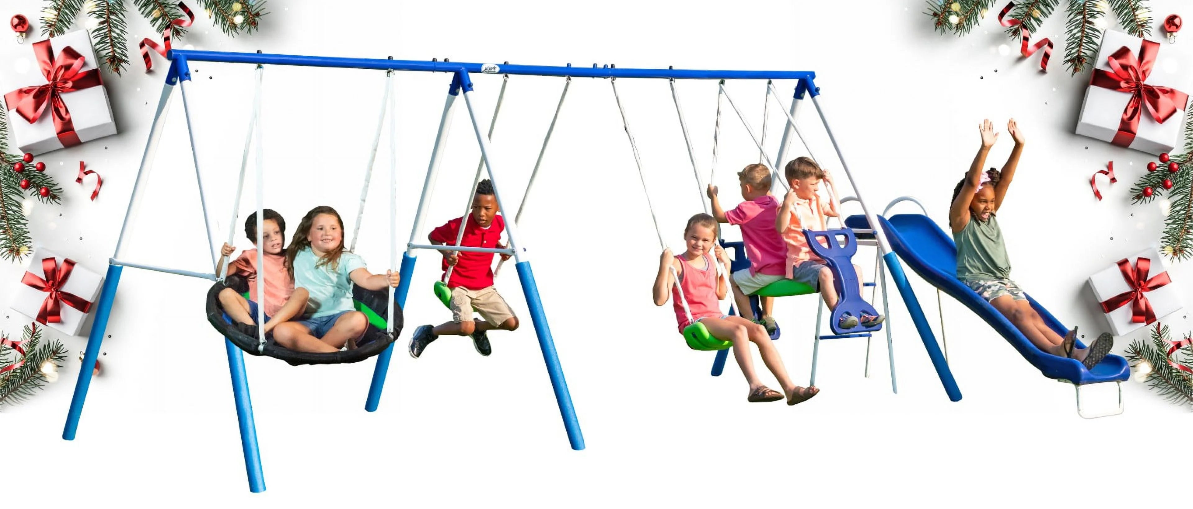 XDP Recreation All Star Playground Metal Swing Set for up to 7 Children