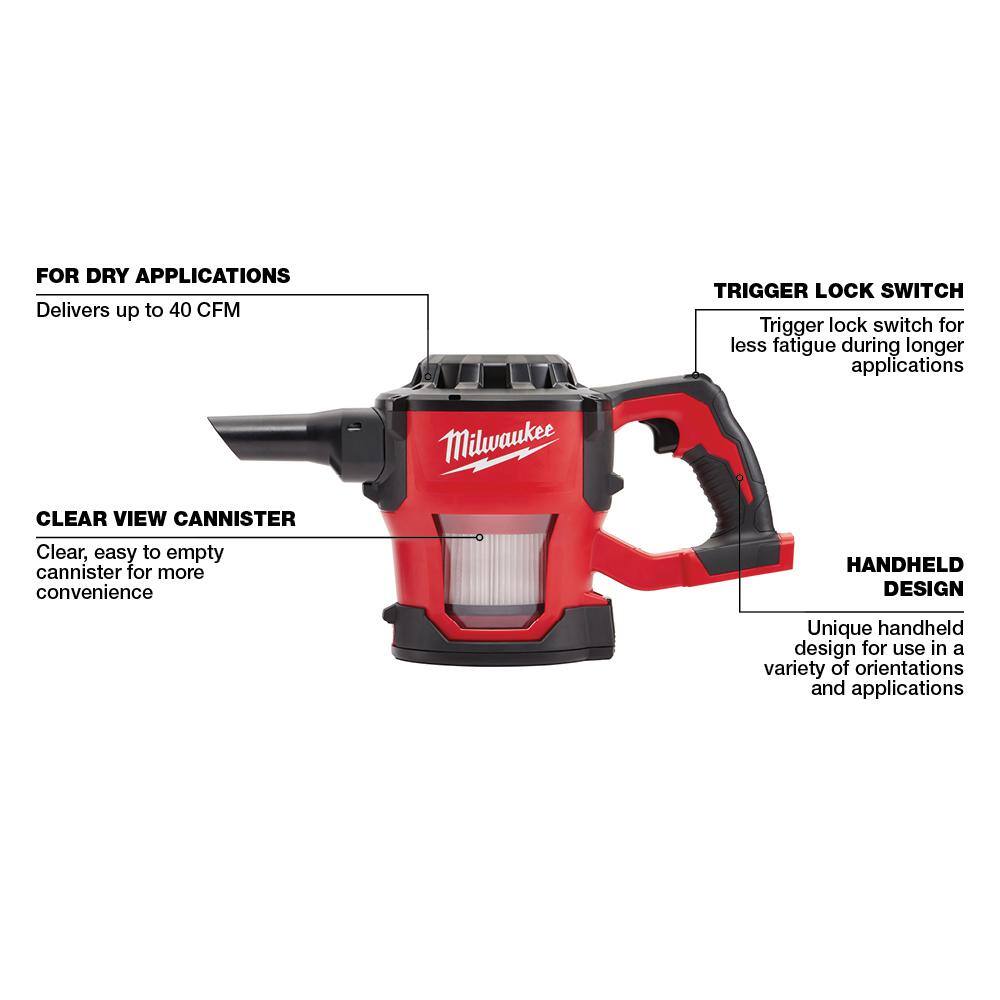 0882-20 M18 18-Volt Lithium-Ion Cordless Compact Vacuum (Tool-Only)