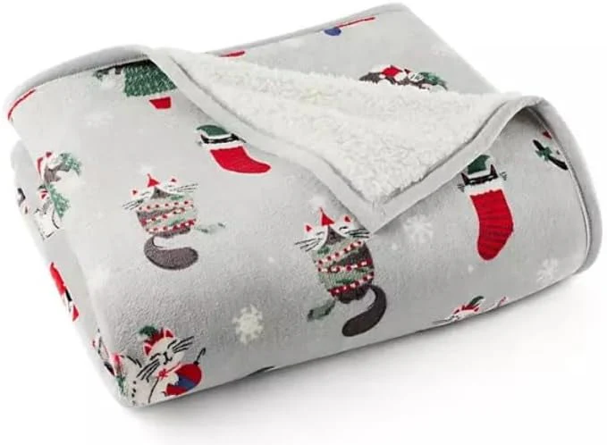 Member’s Mark Holiday Plush Throw, 6” Christmas Festive Cats
