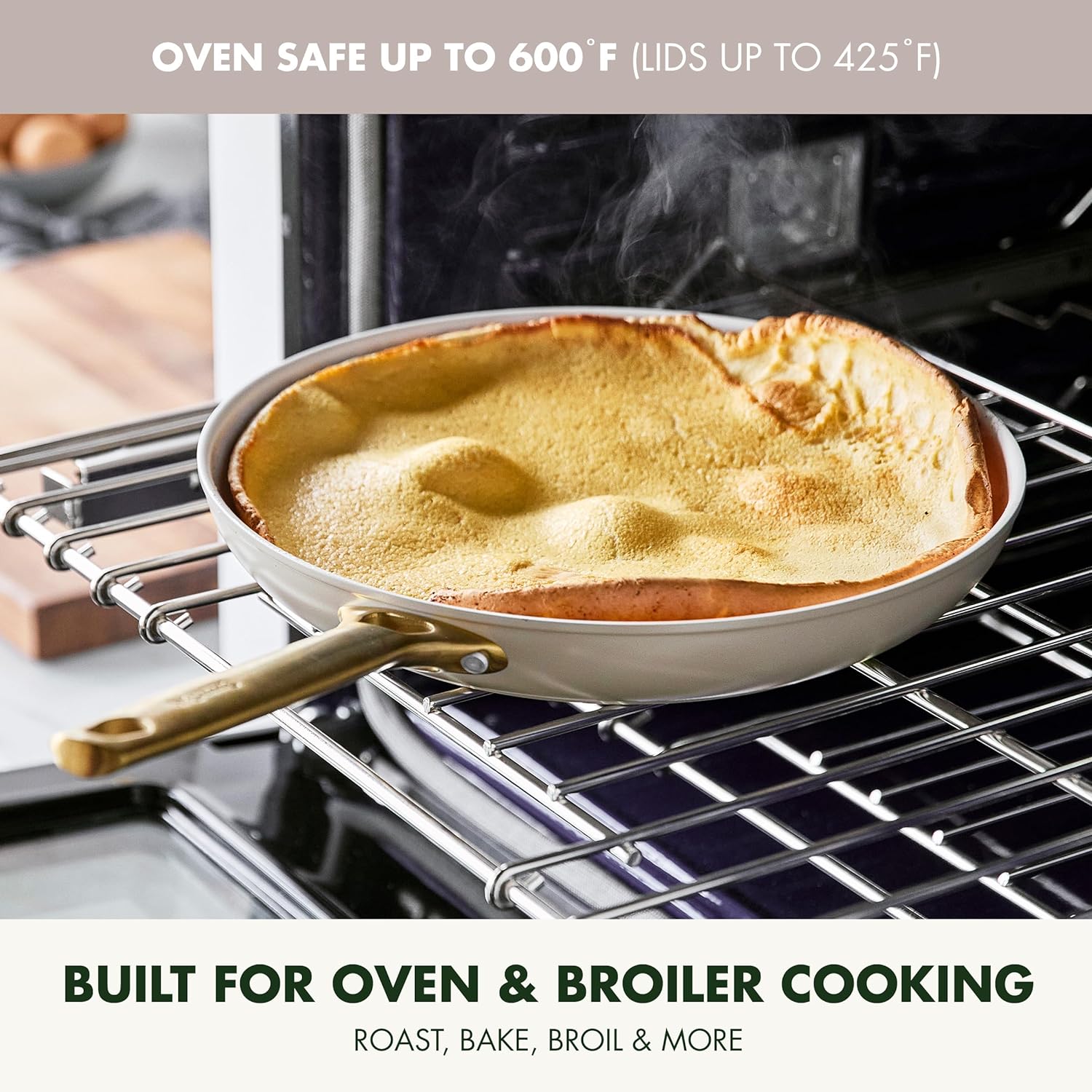 Reserve Hard Anodized Healthy Ceramic Nonstick 10 Piece Cookware Pots and Pans Set, Gold Handle, PFAS-Free, Dishwasher Safe, Oven Safe, Black