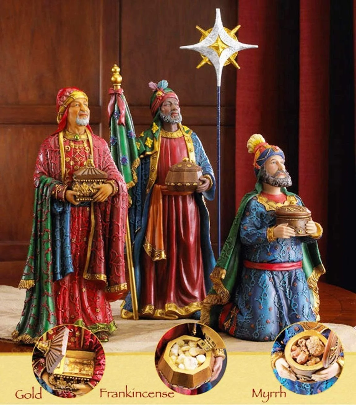 Three Kings Gifts Deluxe Edition, Nativity Scene Set & Figures, 16-Pieces, 7 inch Scale Collection