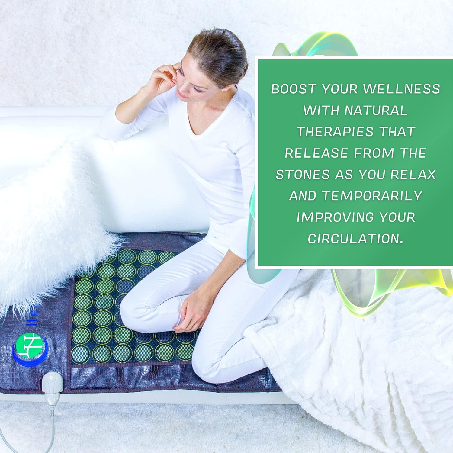 HealthyLine Far Infrared Heating Pad - Hot Stones Jade Tourmaline - Negative Ions - Mesh JT Mat Full 7224 Soft Light InfraMat Pro®