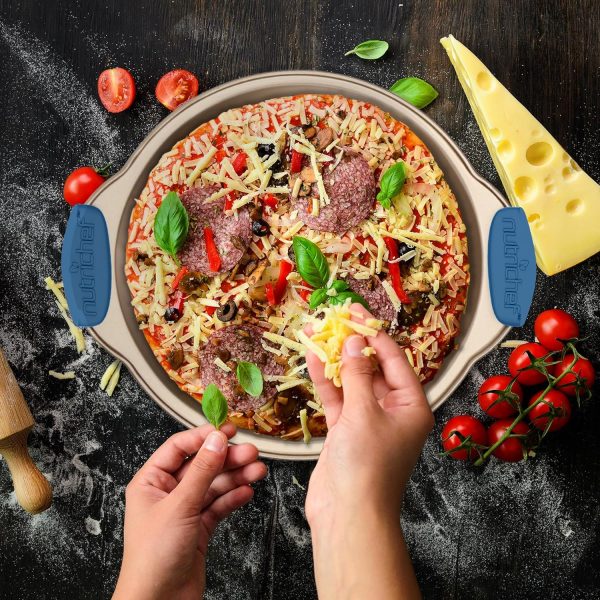 10-Piece Nonstick Bakeware Set   Premium Carbon Steel Baking Trays w/Heatsafe Silicone Handles, Includes Pizza Crisper, Loaf Pan, 12   24 Cup Muffin Pans, Round/Square Pans, Cookie Sheets