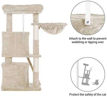 Hey-brother 41.34 inches Cat Tree with Scratching Board, 2 Luxury Condos, Cat Tower