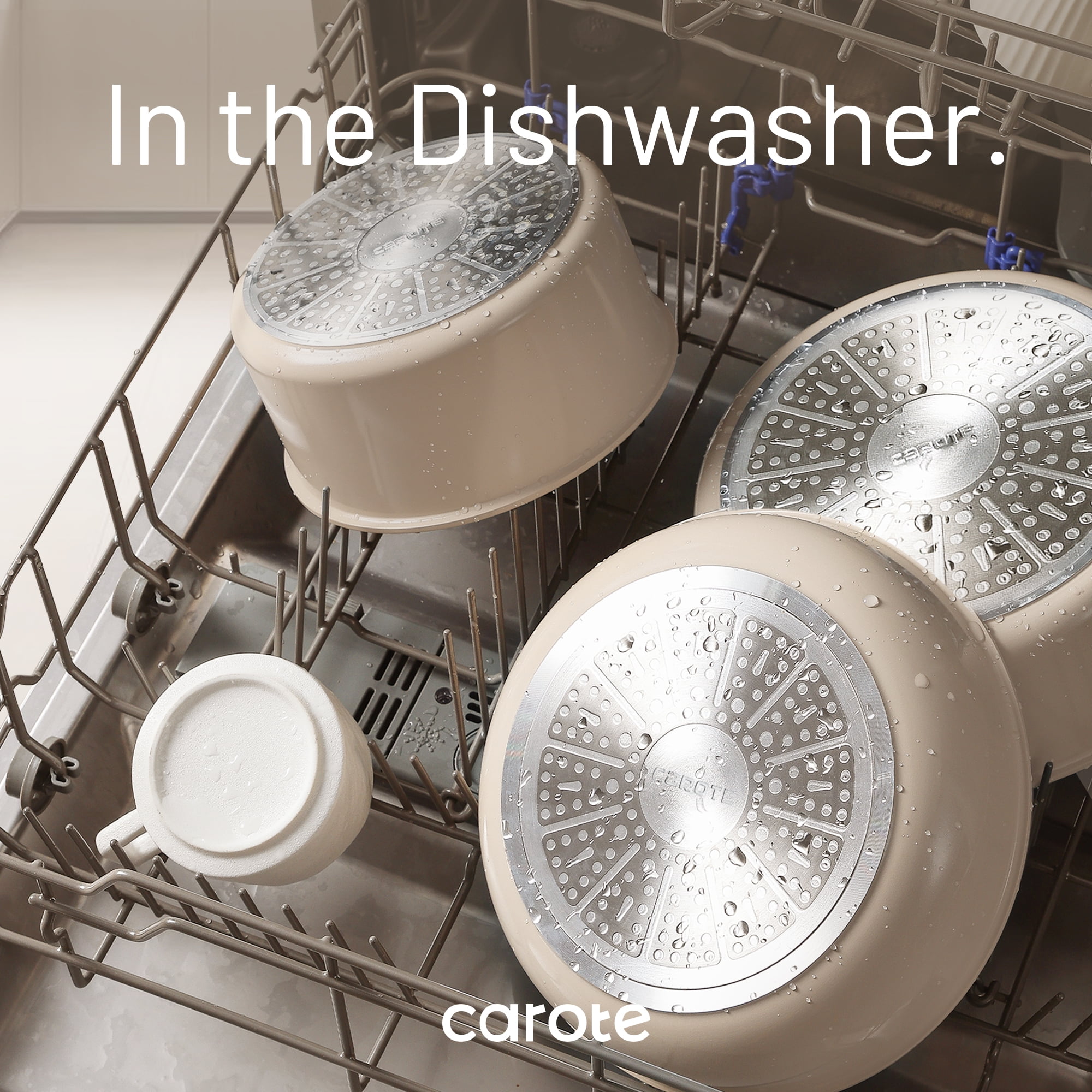 CAROTE 13-Piece Ceramic Cookware Set, Detachable Handle Pots and Pans Set, Oven Safe, Cream White