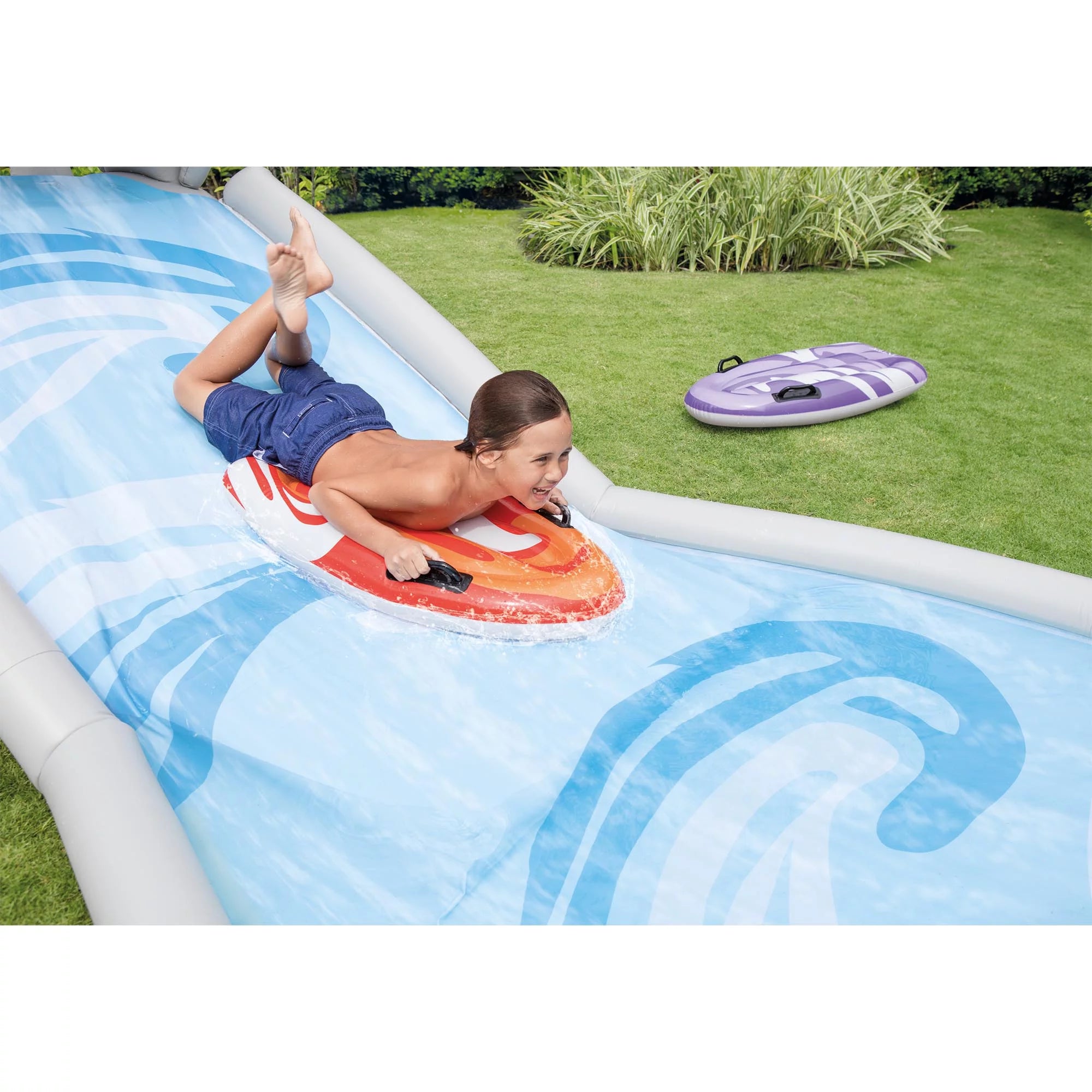 Intex Inflatable Backyard Water Slide with Surf Riders & Electric Air Pump
