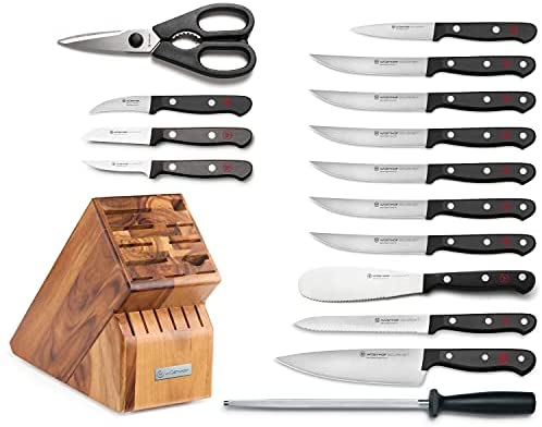 Wusthof 1095070703 Gourmet Knife Block Set, 7-Piece, Black