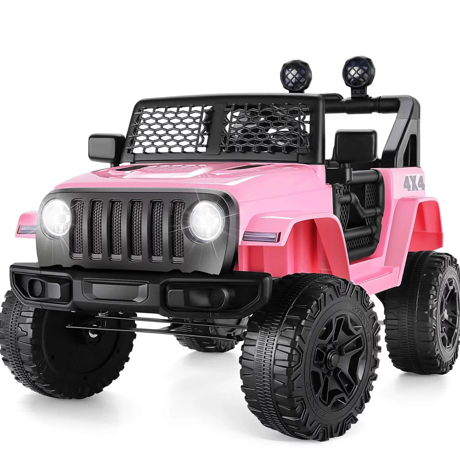 12V Kids Ride on Truck Car w/LED Lights,Parent Remote Control Spring Suspension/
