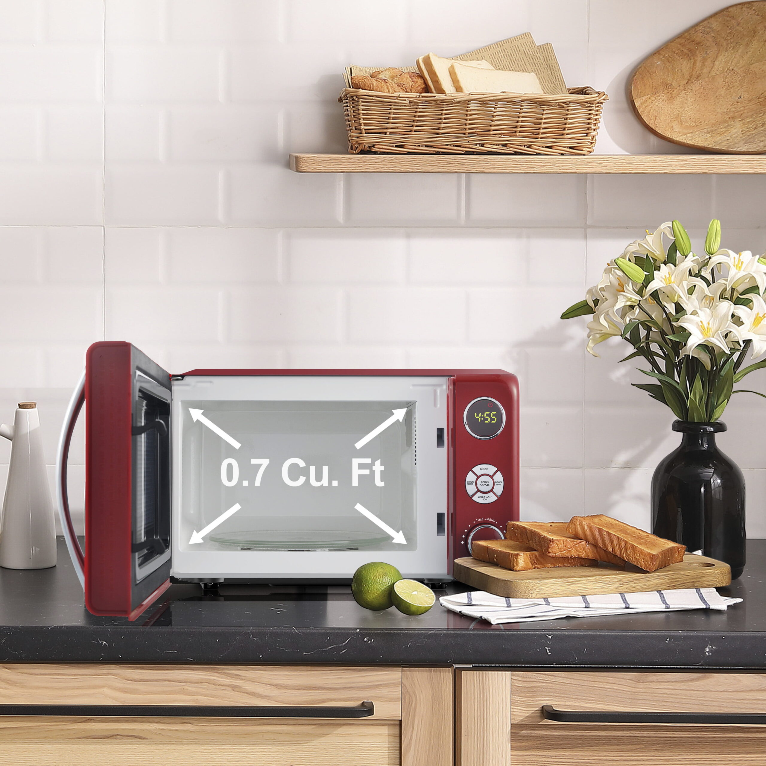 0.7 cu ft Retro Red Microwave Oven