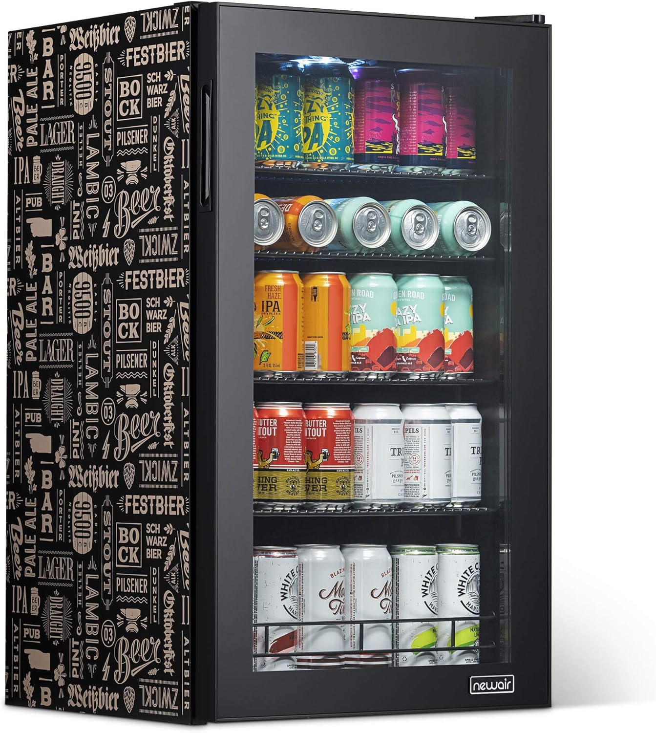 Beverage Refrigerator Cooler | 126 Cans Free Standing with Right Hinge Glass Door | Mini Fridge Beverage Organizer Perfect For Beer, Wine, Soda, And Cooler Drinks