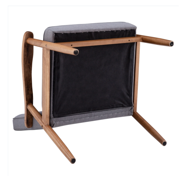 (75 x 69 x 84) cm Retro Modern Wooden Single Chair, Grey Fabric