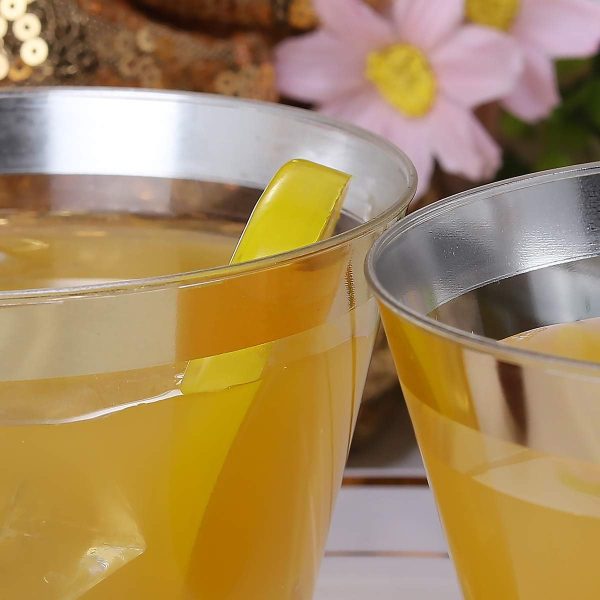 100000 200 Pack Gold Plastic Cups, 9 Oz Elegant Clear Plastic Cups Gold Rimmed Disposable Wine Glasses Fancy Disposable Party Cups Wedding Cups Drinking Tumblers Plastic Cocktail Glasses with Gold Rim