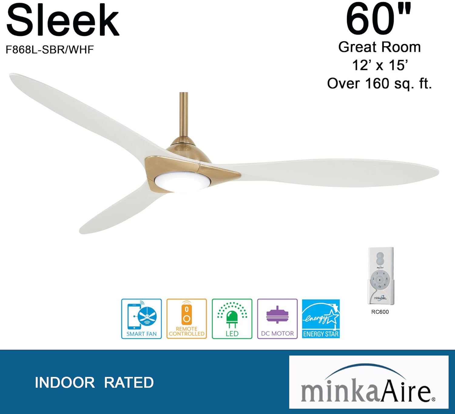 Ceiling Fan (Soft Brass/Flat White)