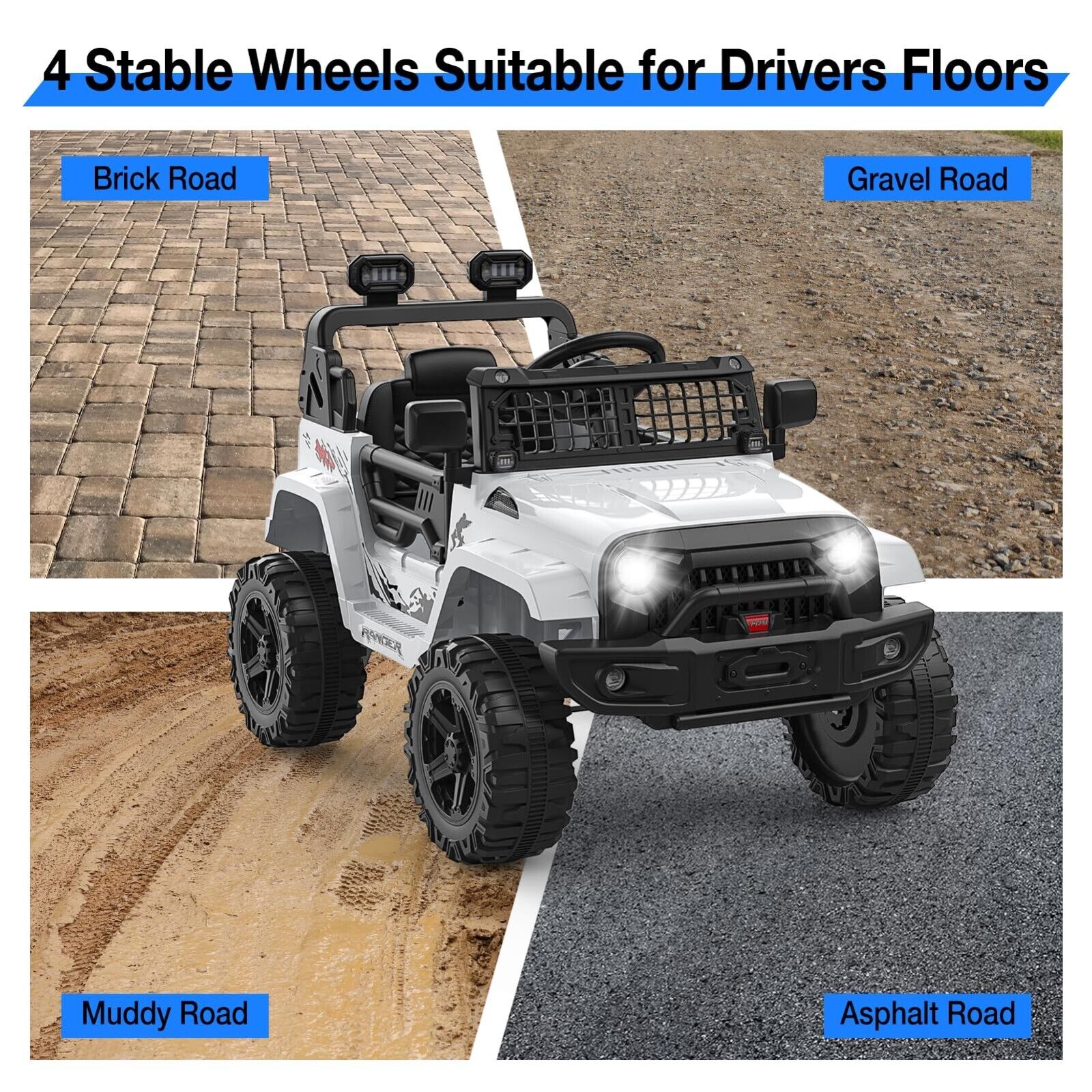 12V Kids Car Power Wheels Ride-on Truck Vehicle with Remote Control &LED Light