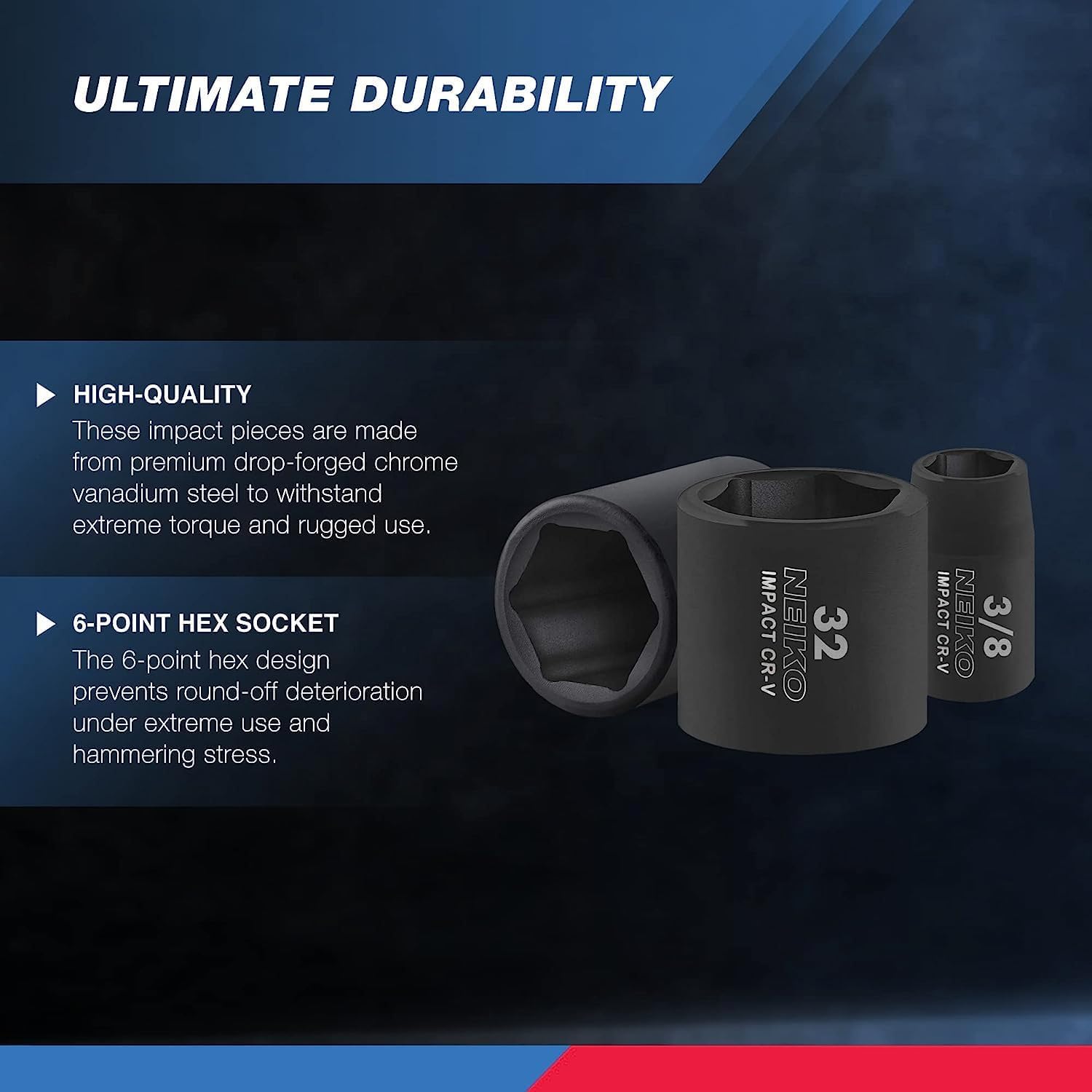 Chrome Vanadium Impact Socket Set 1/2′′ Drive, 65-Piece, SAE & Metric, Deep & Shallow, Includes Adapters & Ratchet Handle