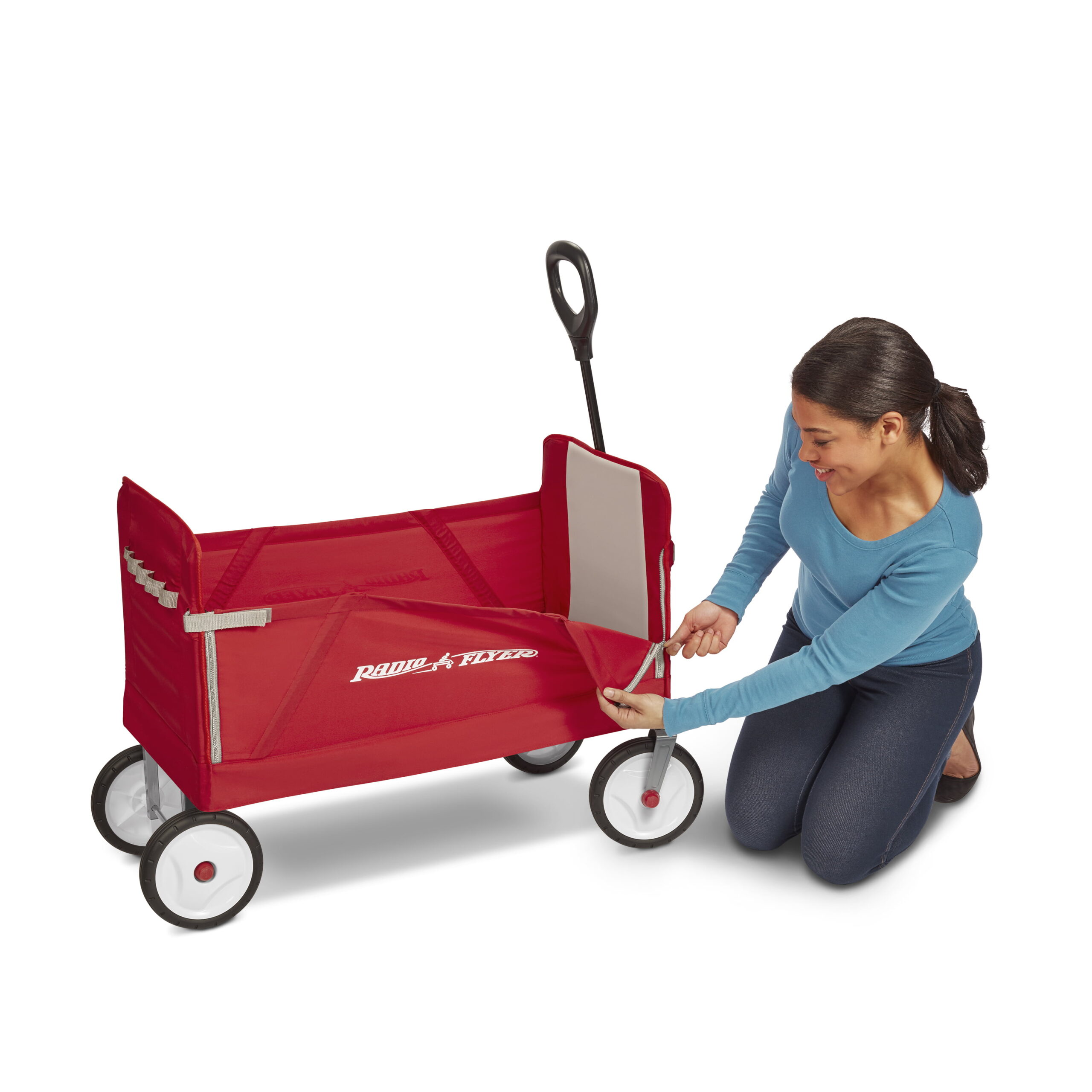 3-in-1 EZ Fold Wagon, Padded Seat with Seat Belts, Red