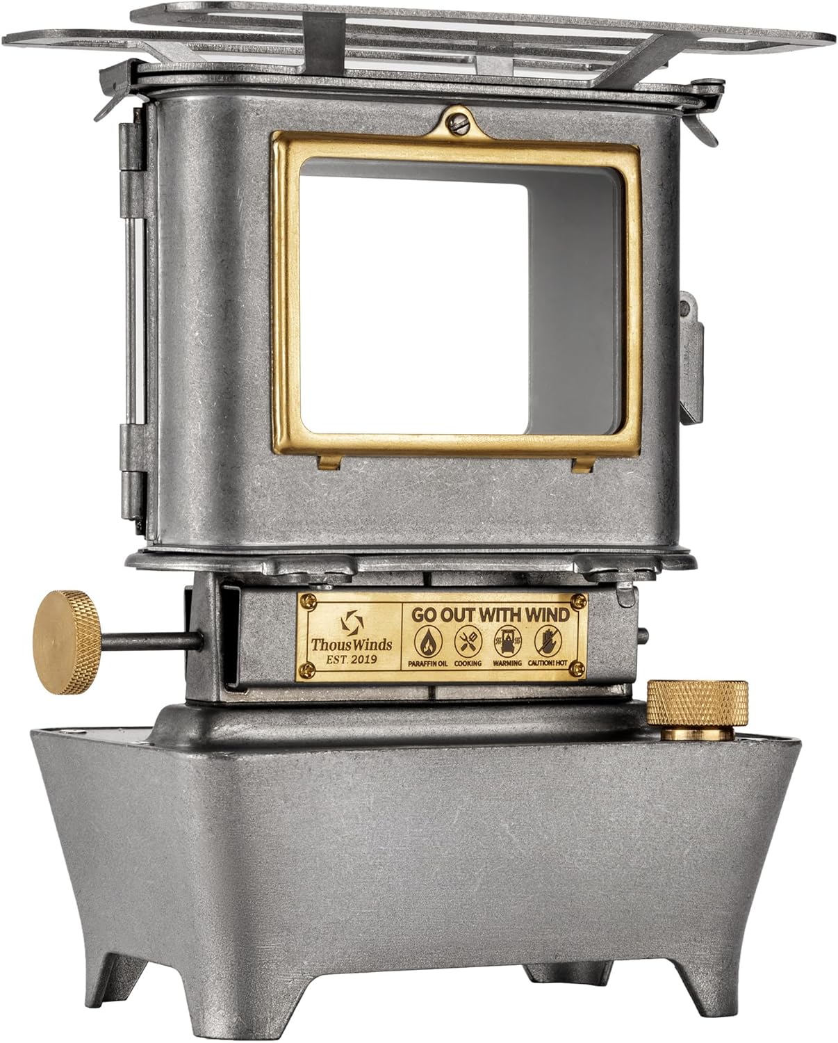 Camping Oil Lantern, Fuel Lamp for Outdoor Lighting Cooking Warming,Stainless Steel Oven, Retro Silver