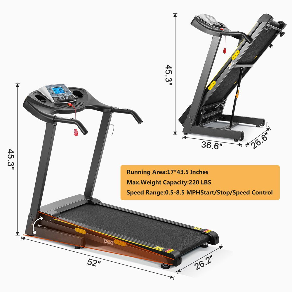 MARNUR 2.5 HP Treadmill with 12% Auto Incline, 220 Lb Weight Capacity, 0.5-8.5 Mph